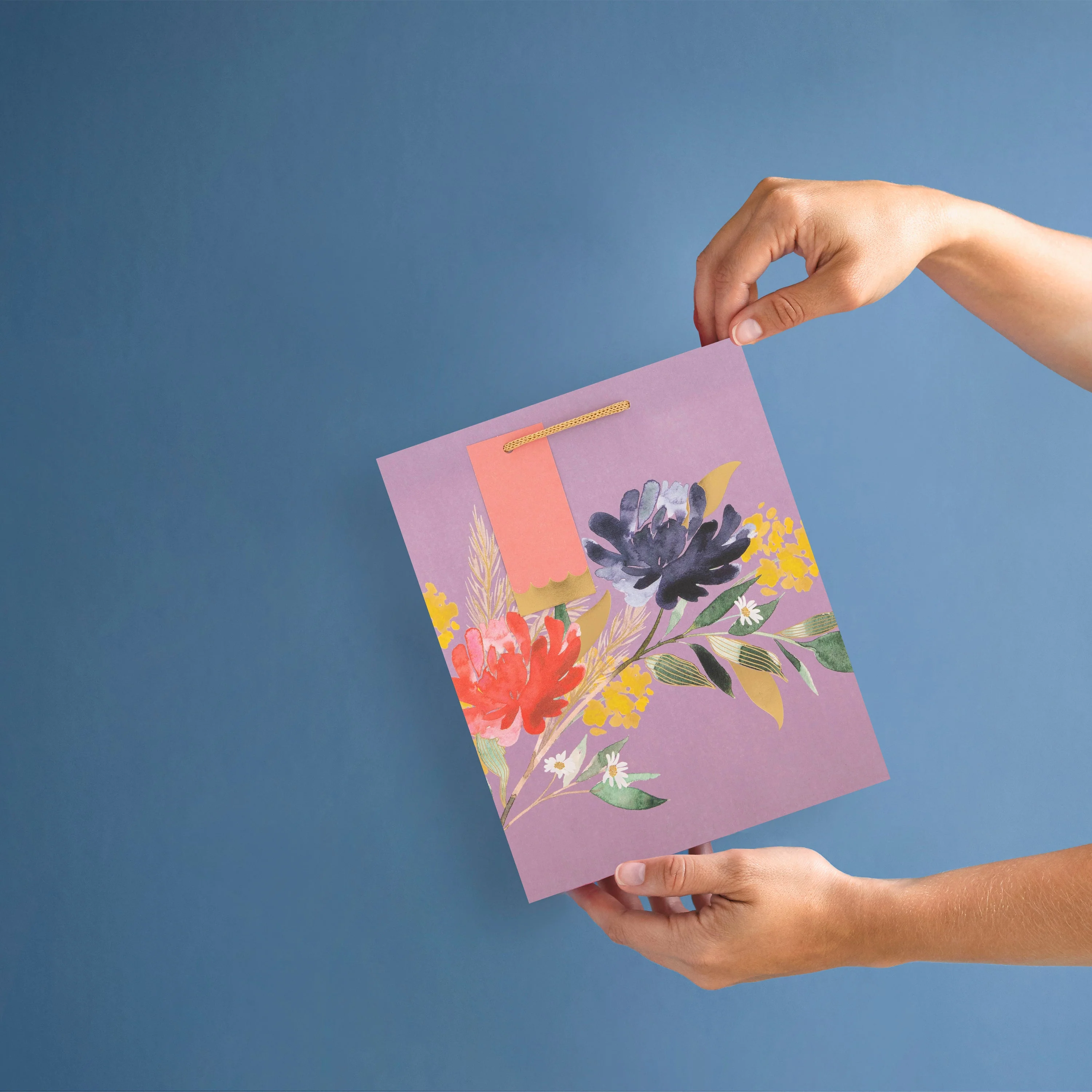 Medium Gift Bag - Purple Floral Design - Image 2