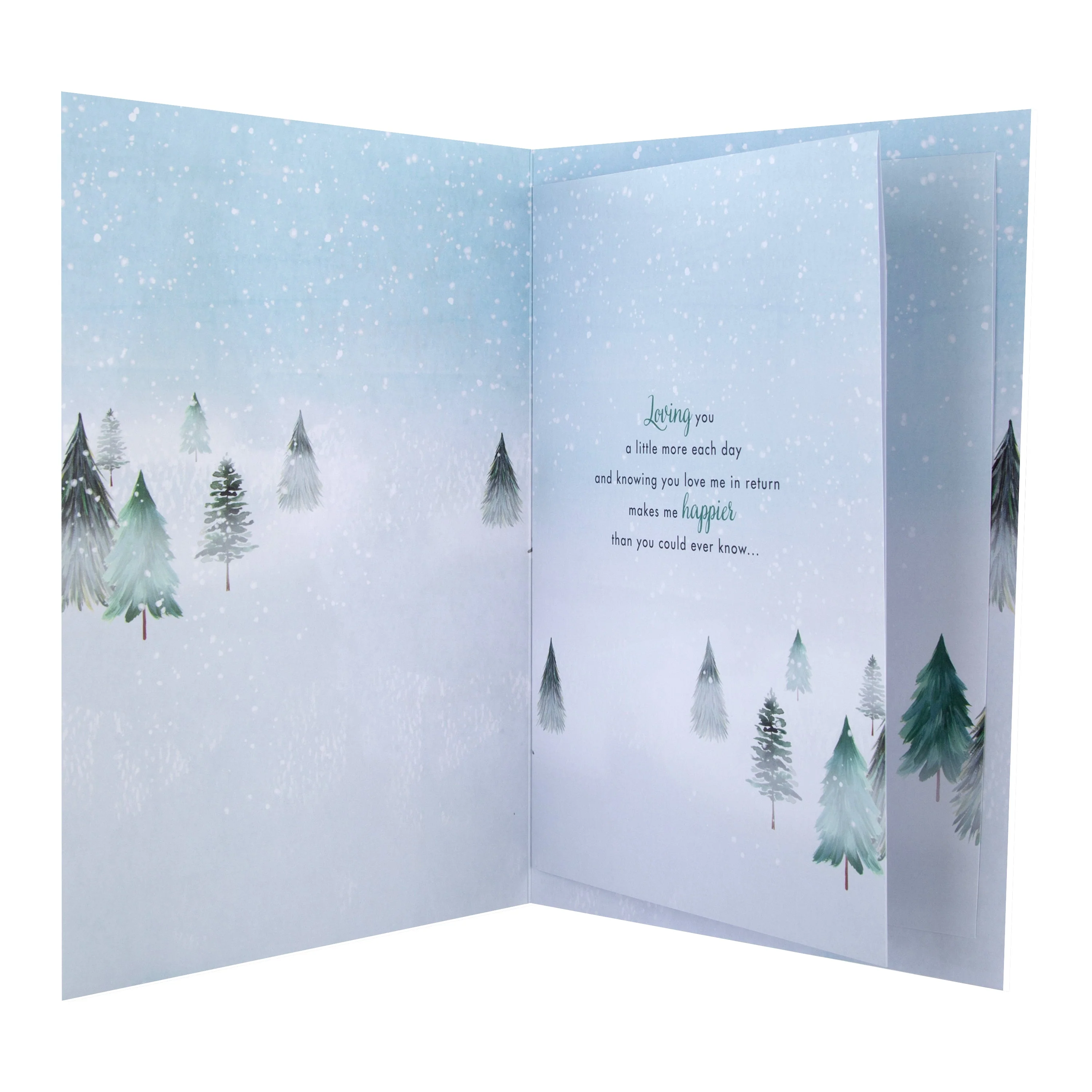 Medium Luxury Boxed Christmas Card for Boyfriend - Classic Winter Scene with Tree Design - Image 3