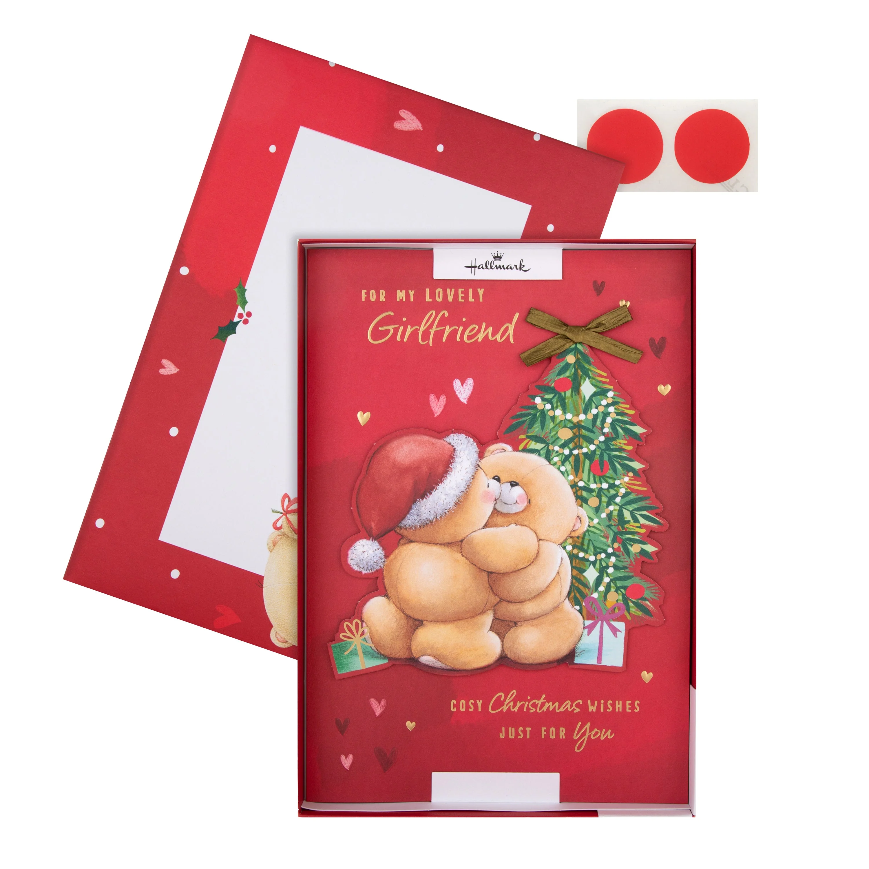 Medium Luxury Boxed Christmas Card for Girlfriend - Cute Forever Friends with Hearts Design - Image 2