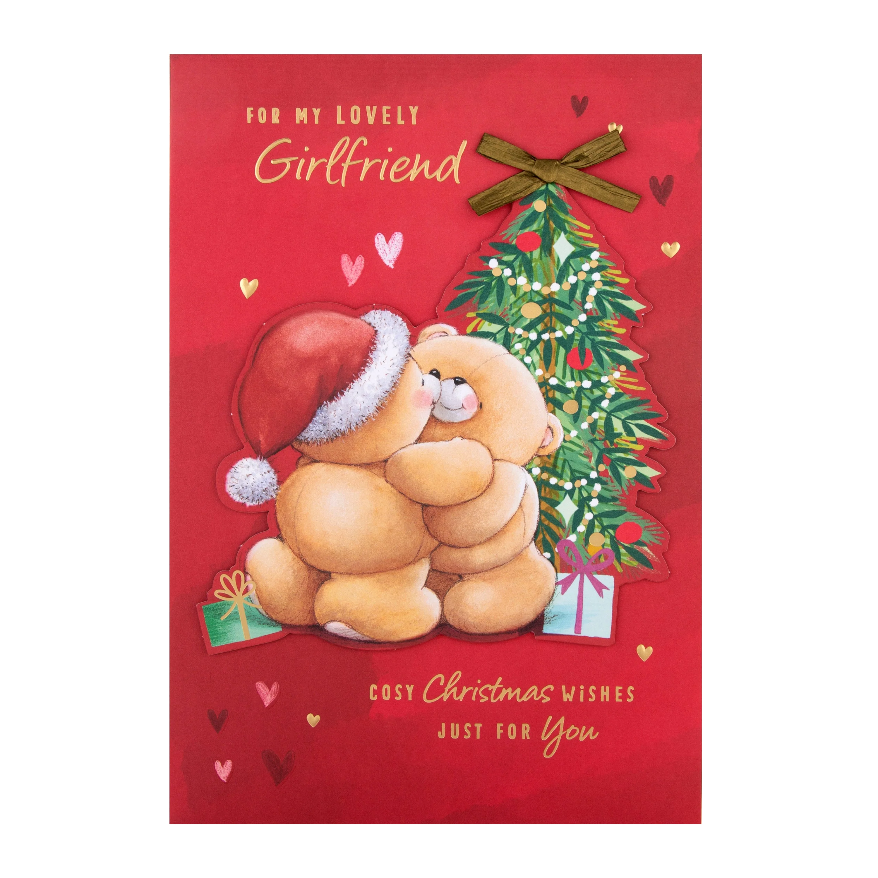 Medium Luxury Boxed Christmas Card for Girlfriend - Cute Forever Friends with Hearts Design - Image 5