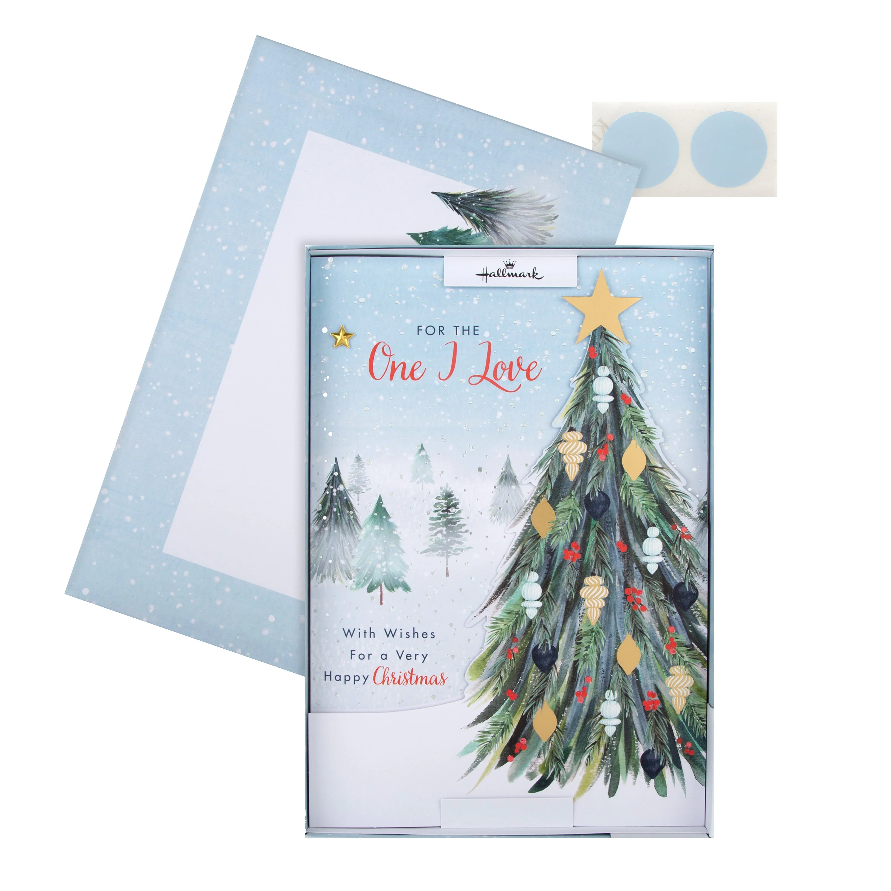 Medium Luxury Boxed Christmas Card for One I Love - Classic Winter Scene with Tree Design - Image 2