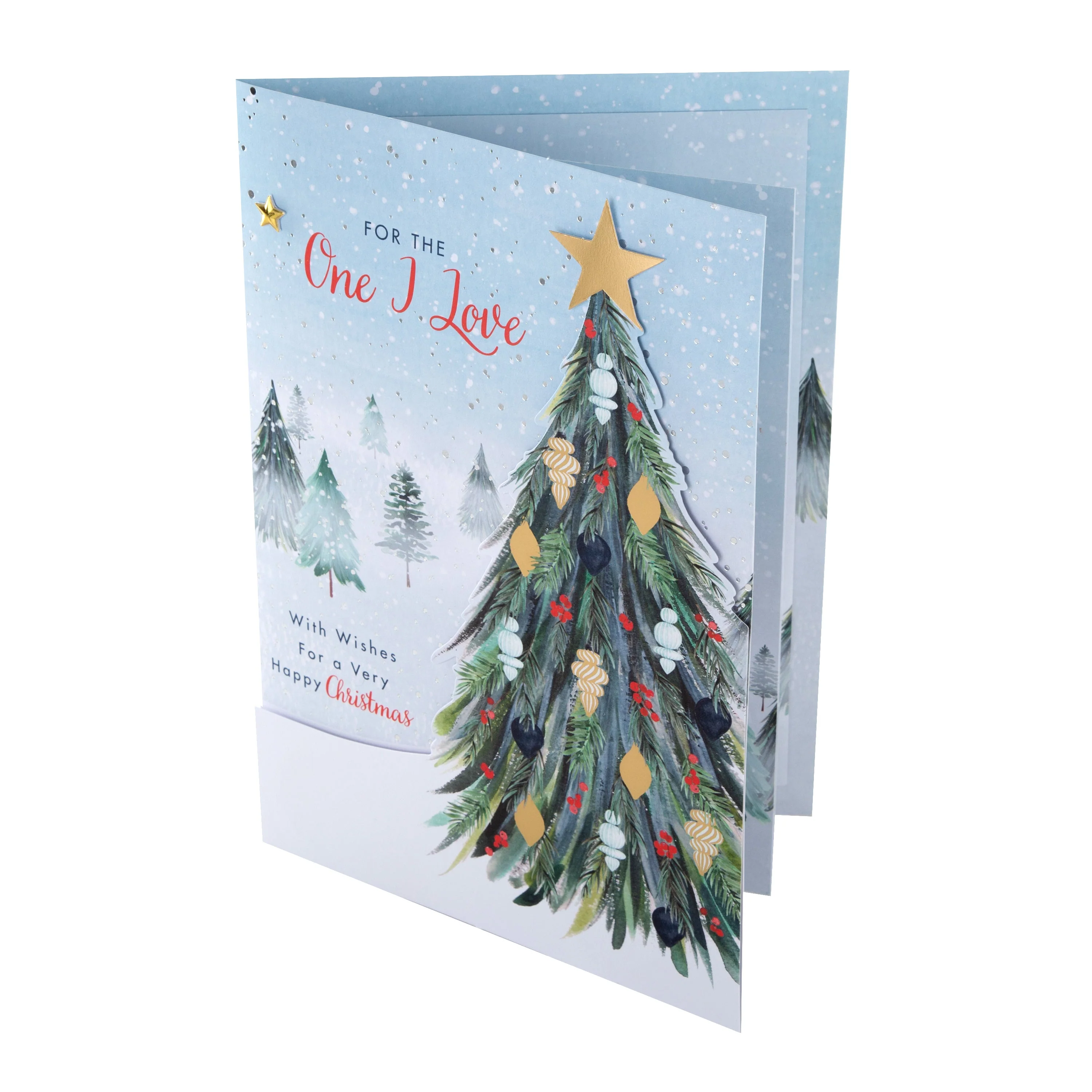 Medium Luxury Boxed Christmas Card for One I Love - Classic Winter Scene with Tree Design - Image 6