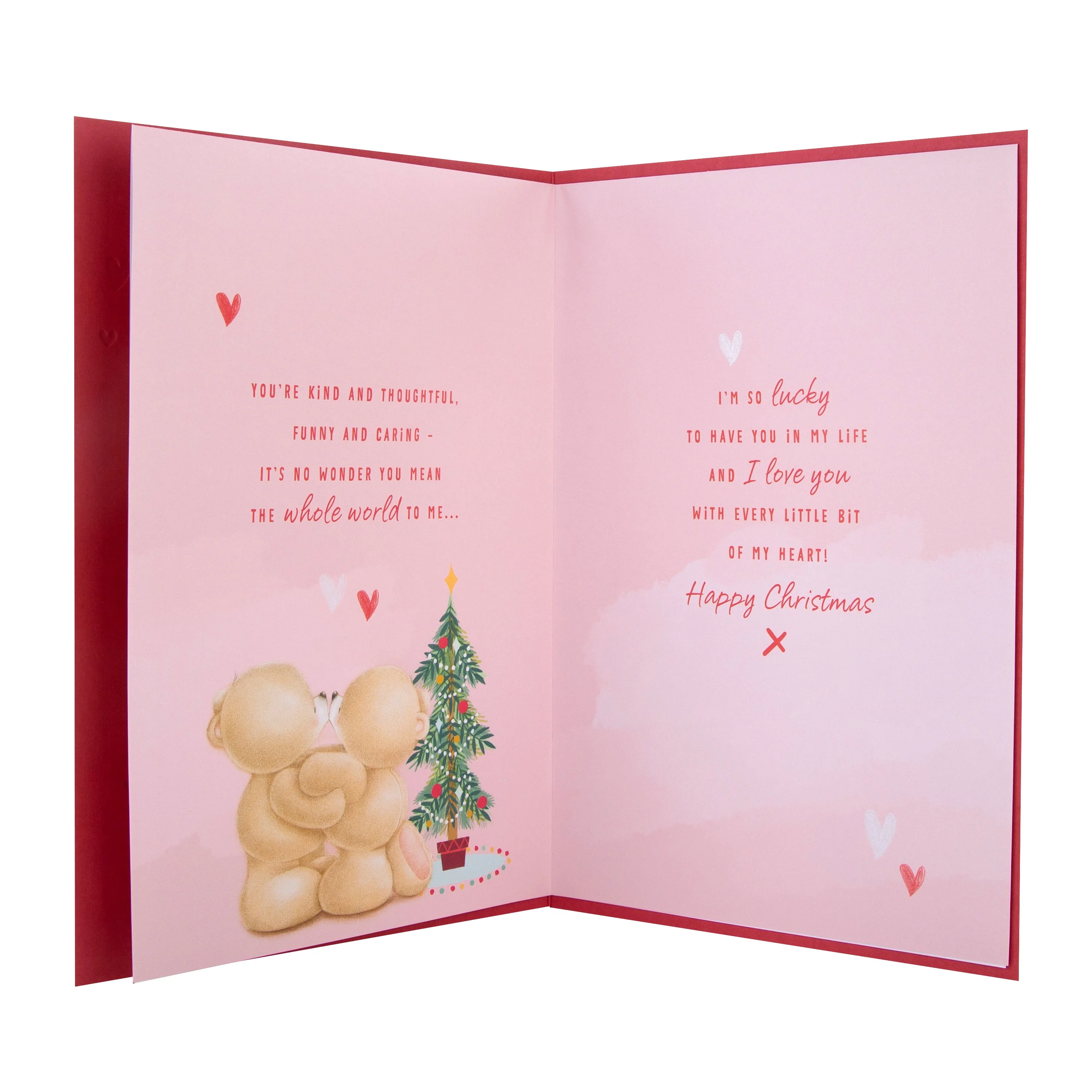 Medium Luxury Boxed Christmas Card for One I Love - Cute Forever Friends with Hearts Design - Image 4