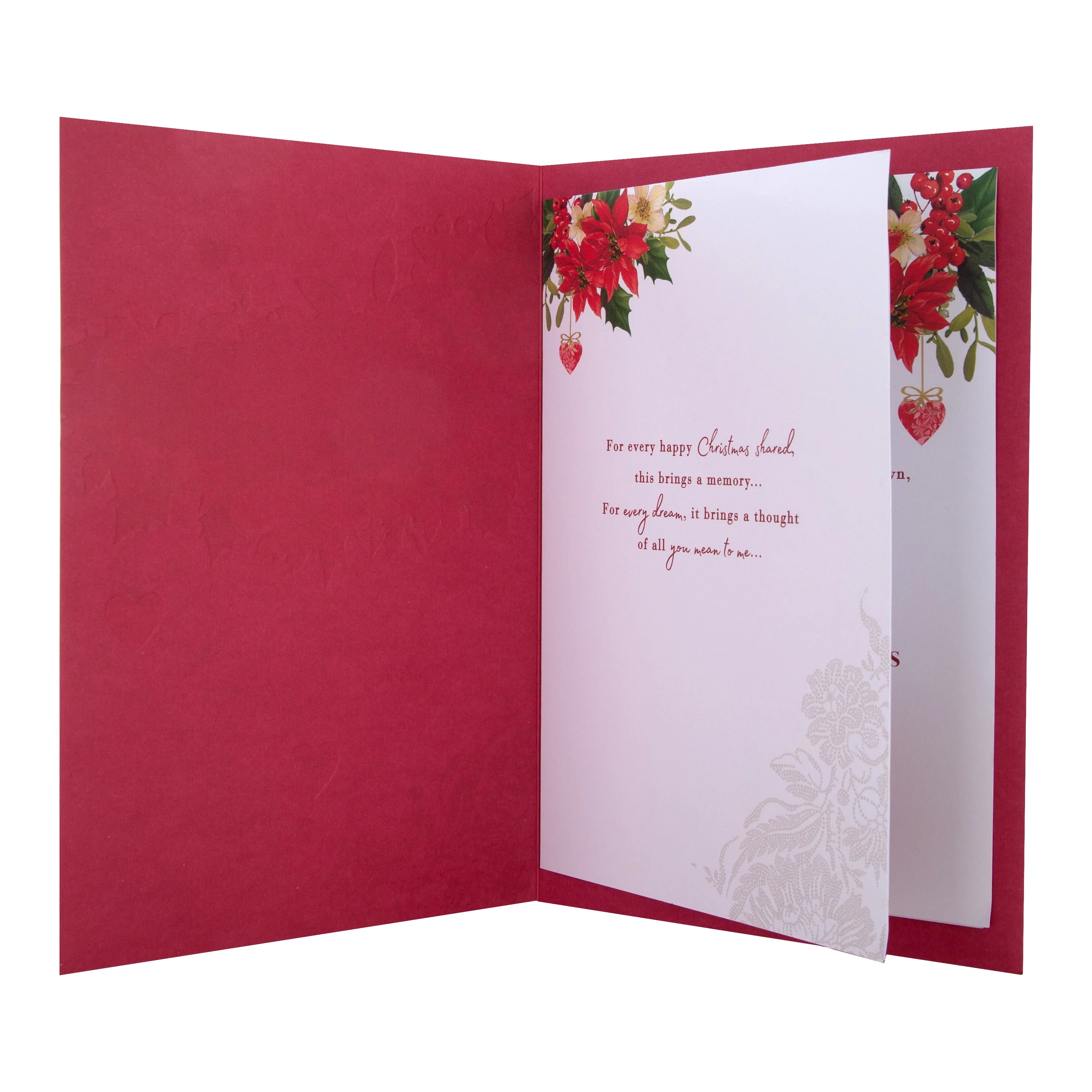 Medium Luxury Boxed Christmas Card for One I Love - Traditional Robin and Foliage Design - Image 3
