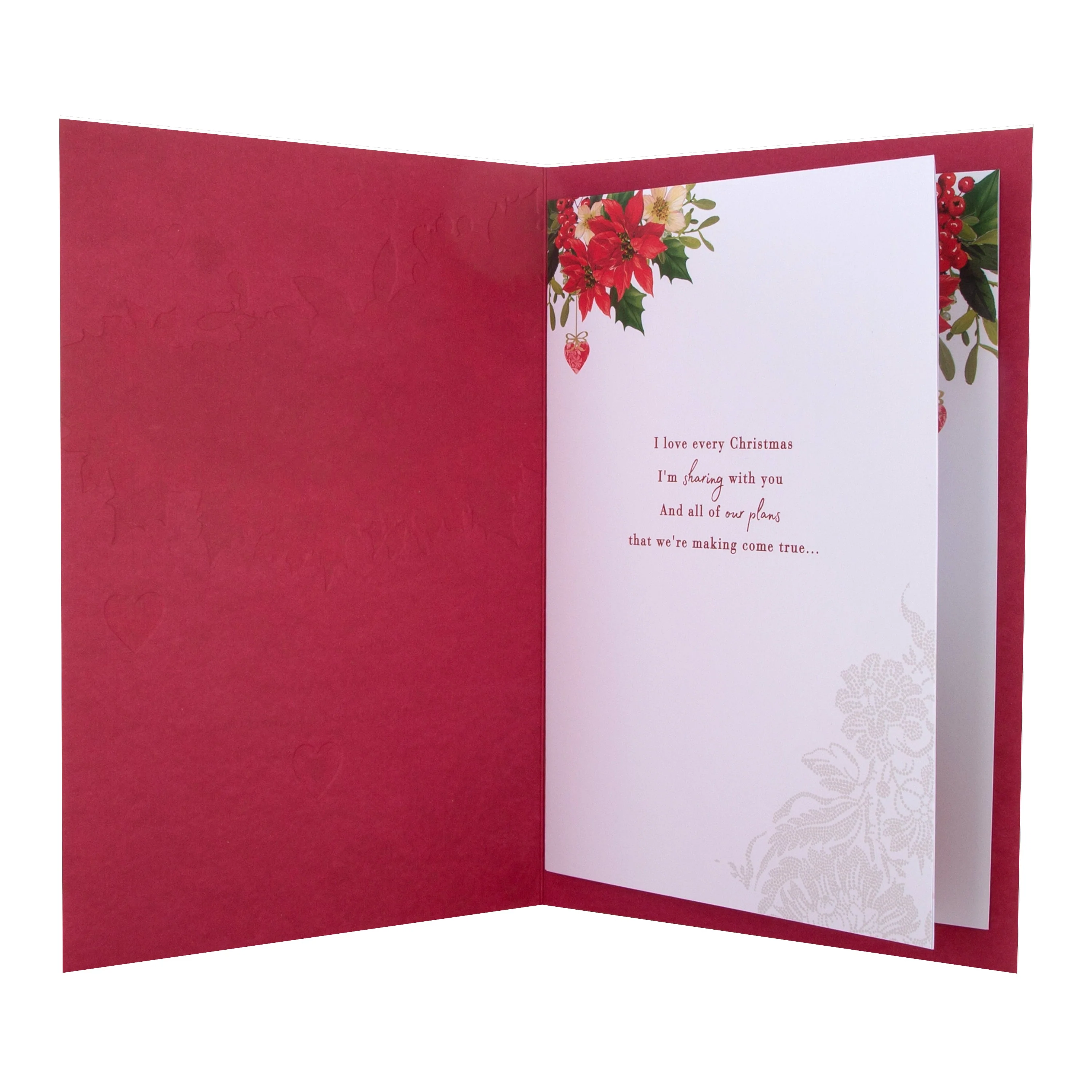 Medium Luxury Boxed Christmas Card for Wife - Traditional Robin and Foliage Design - Image 3