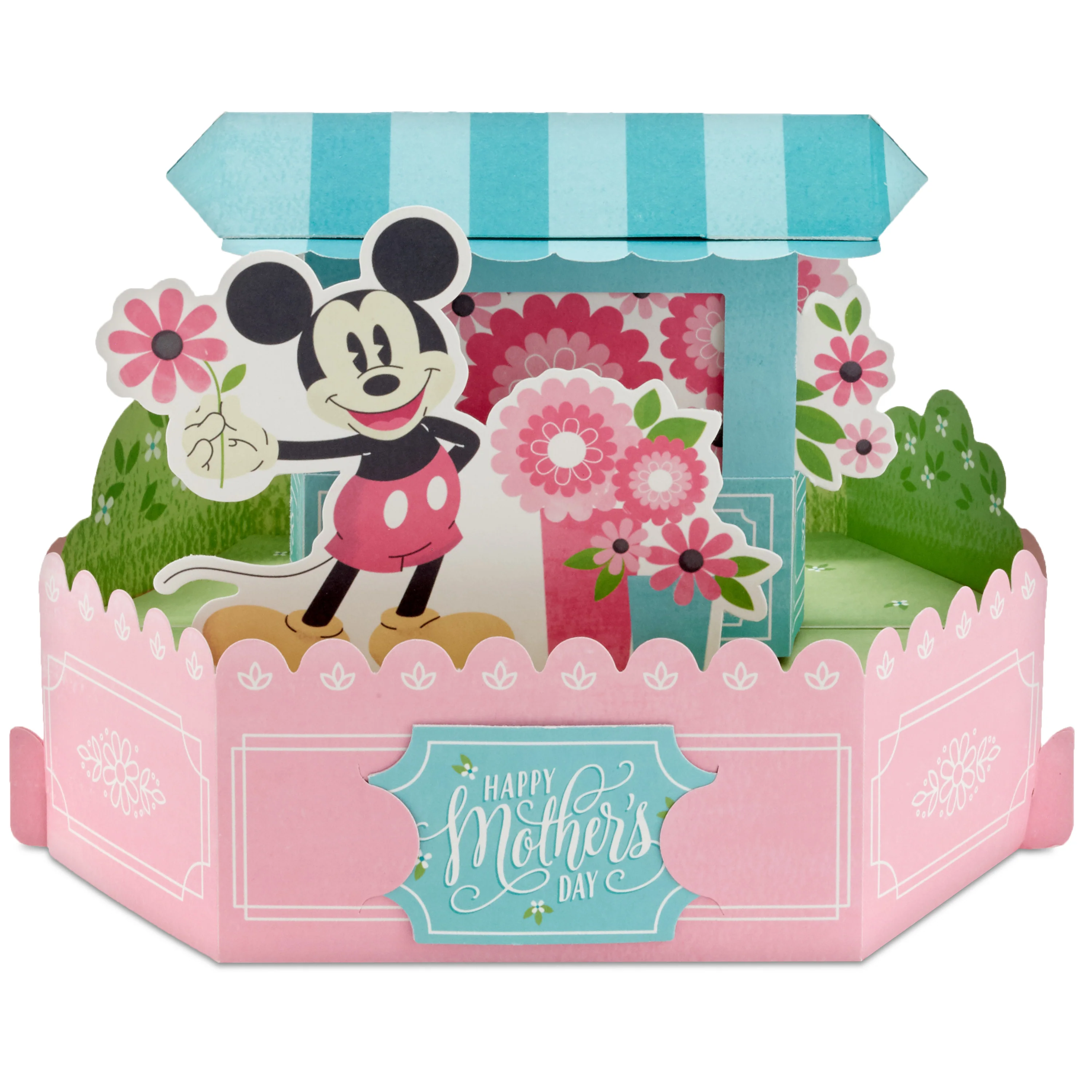Mother's Day Card - 3D Pop-Up Disney Mickey Mouse & Flower Cart Design