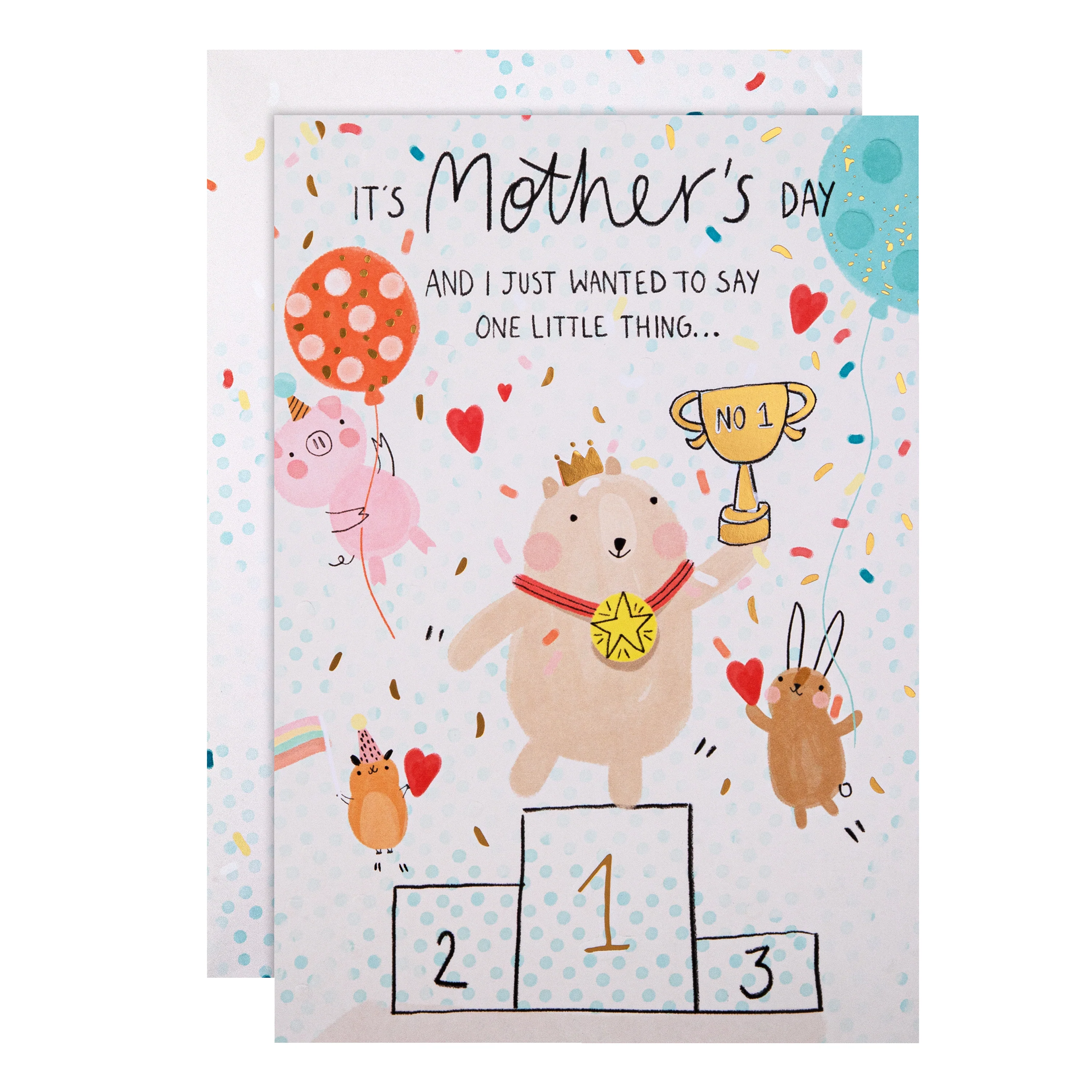 Mother's Day Card - Cute Animals on Podium Design