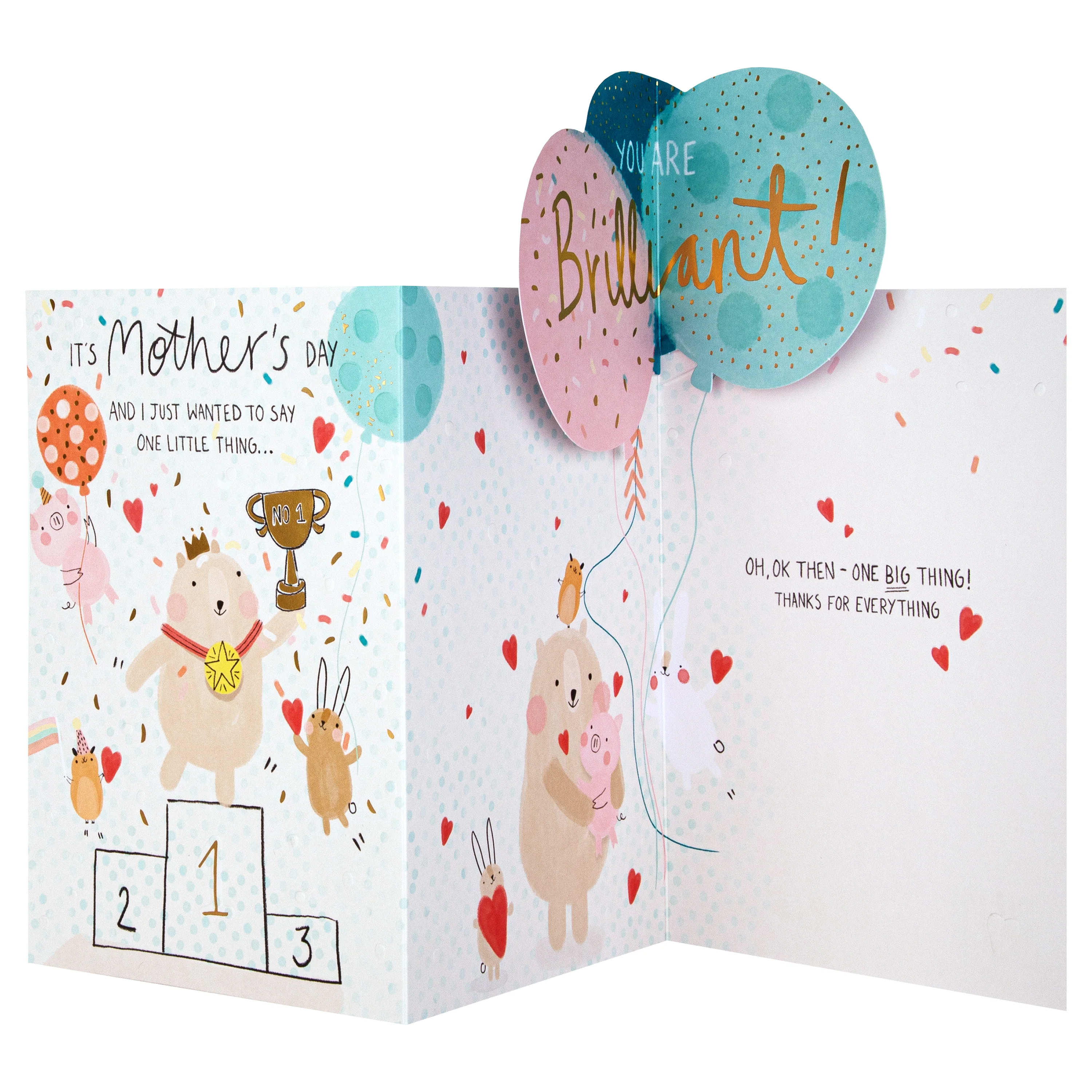 Mother's Day Card - Cute Animals on Podium Design - Image 2