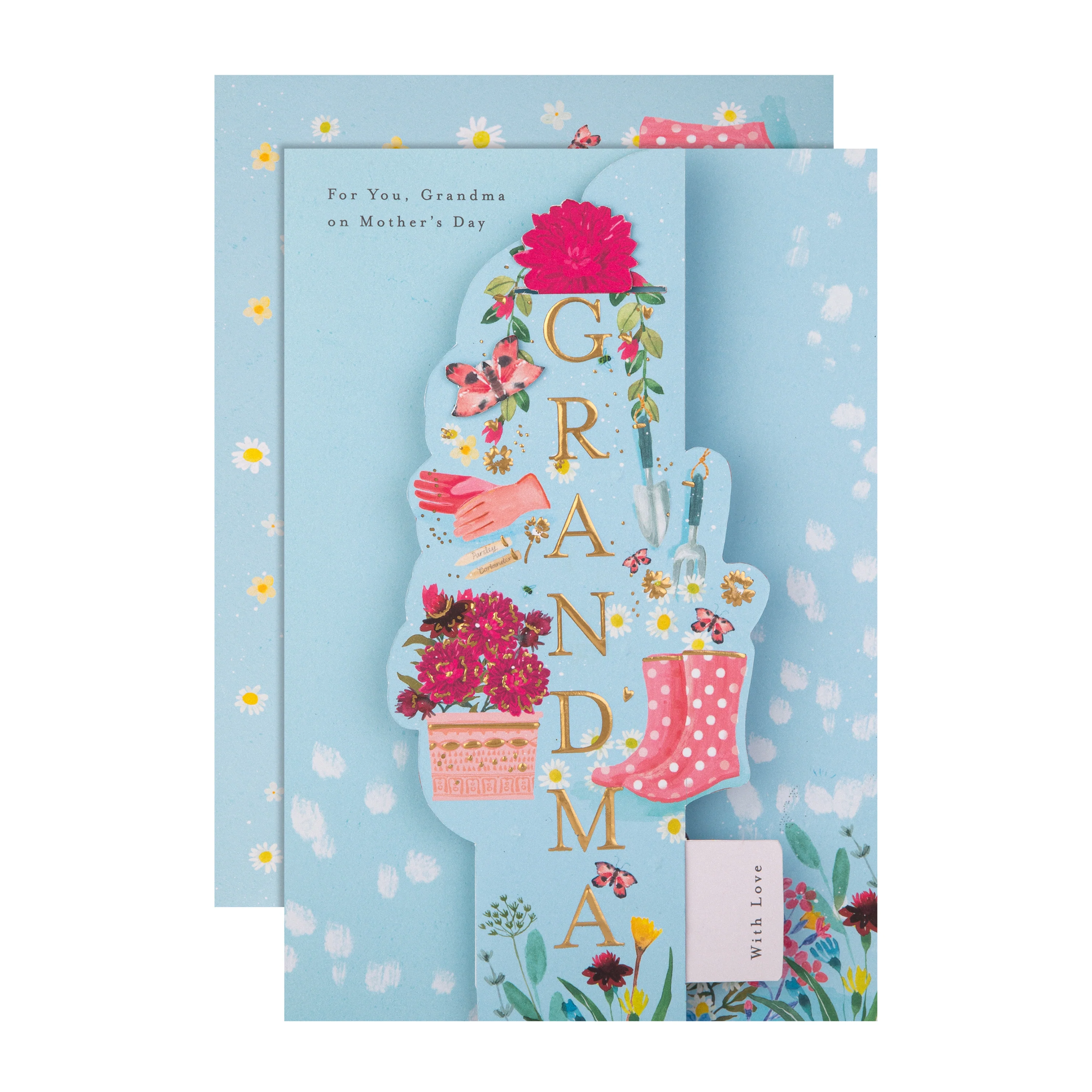 Mother's Day Card for Grandma - Gardening Design with Bookmark