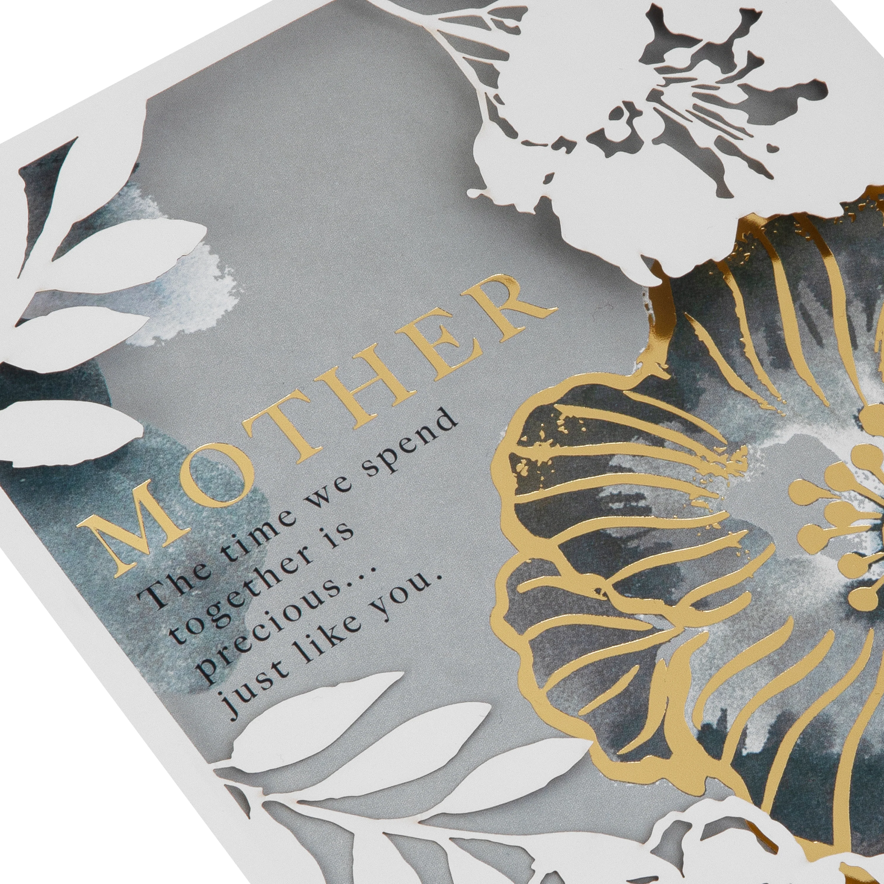 Mother's Day Card for Mother - Grey & Gold Floral Design - Image 4