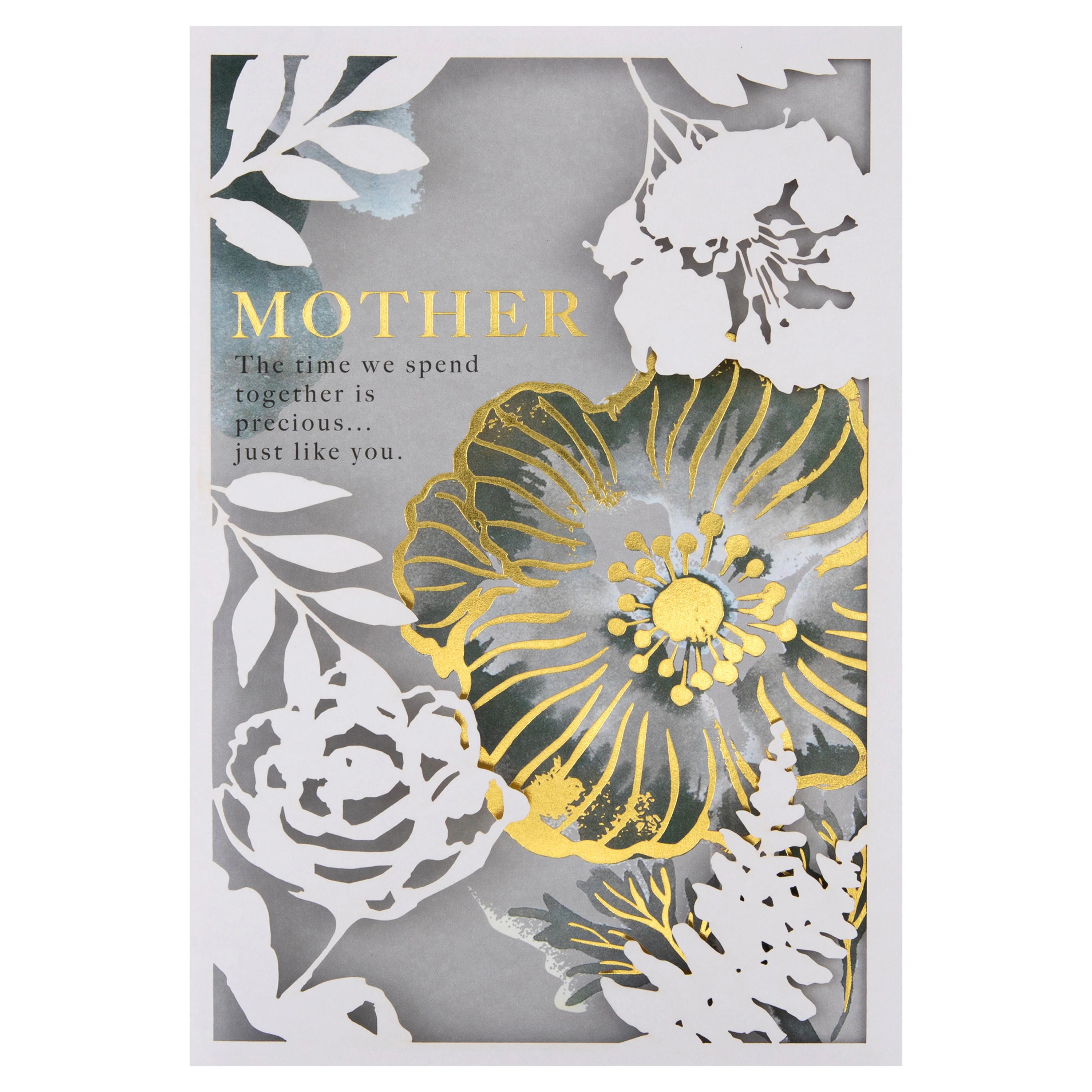 Mother's Day Card for Mother - Grey & Gold Floral Design - Image 5