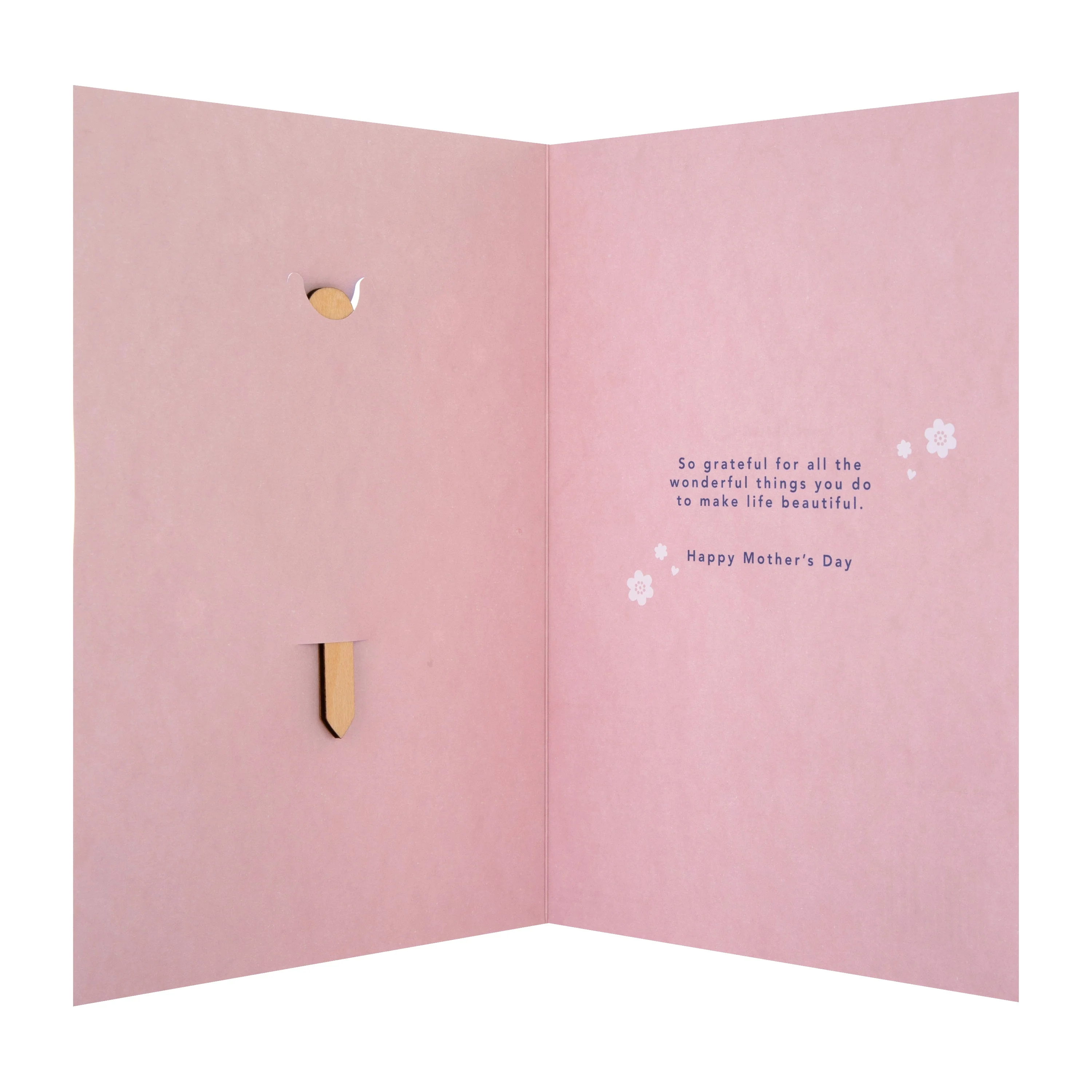 Mother's Day Card for Mum - Blue Design with Detachable Plant Pot Keepsake - Image 2
