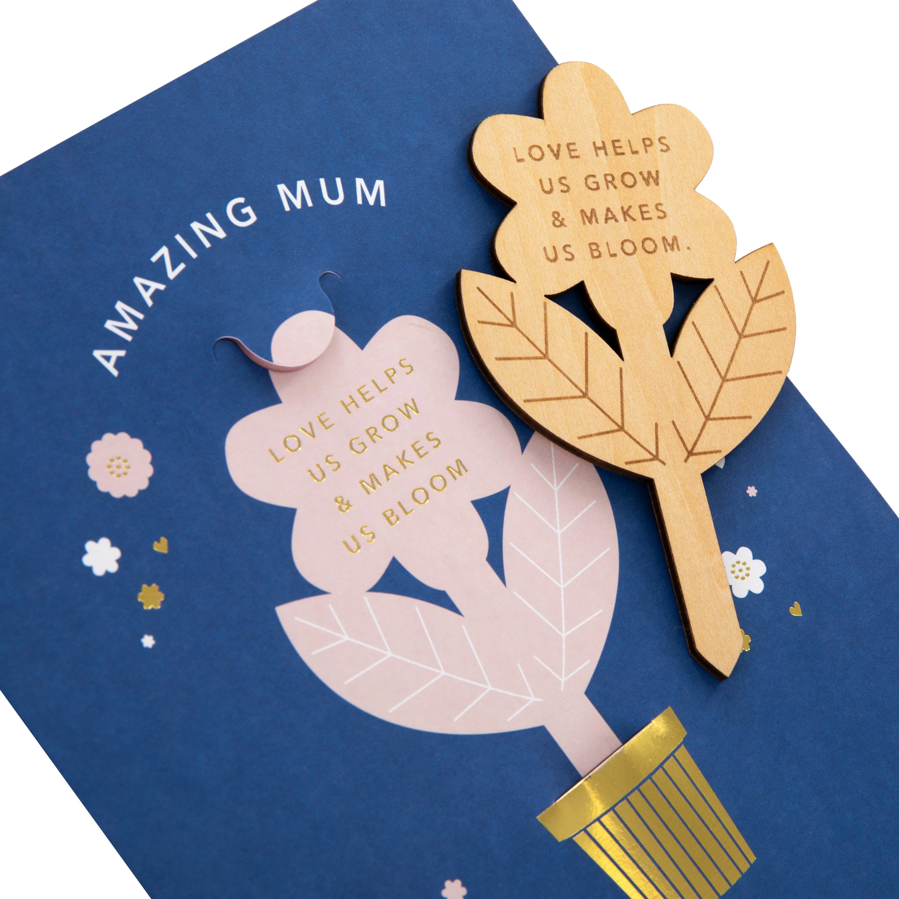 Mother's Day Card for Mum - Blue Design with Detachable Plant Pot Keepsake - Image 5
