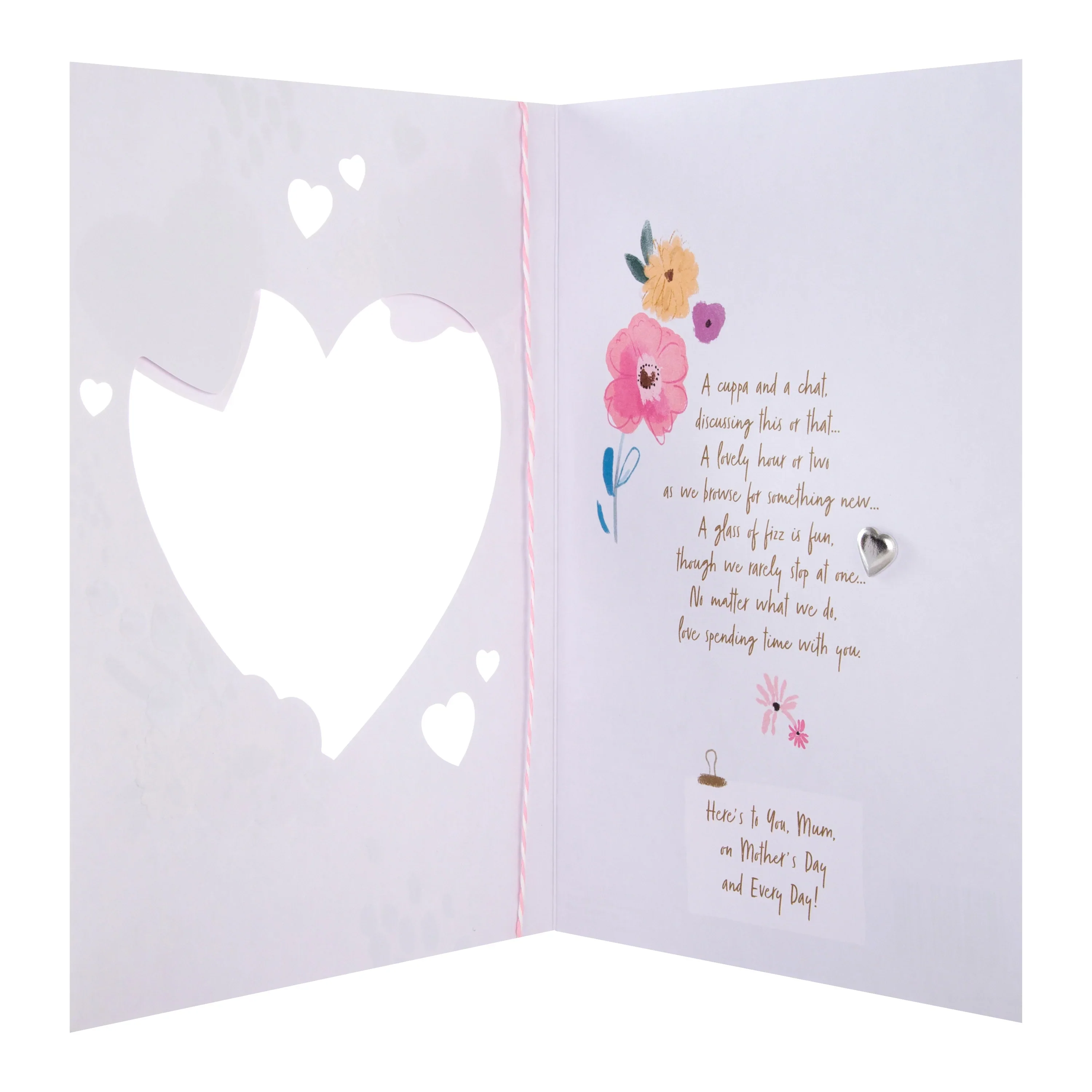 Mother's Day Card for Mum - Classic Flower and Hearts Design - Image 2