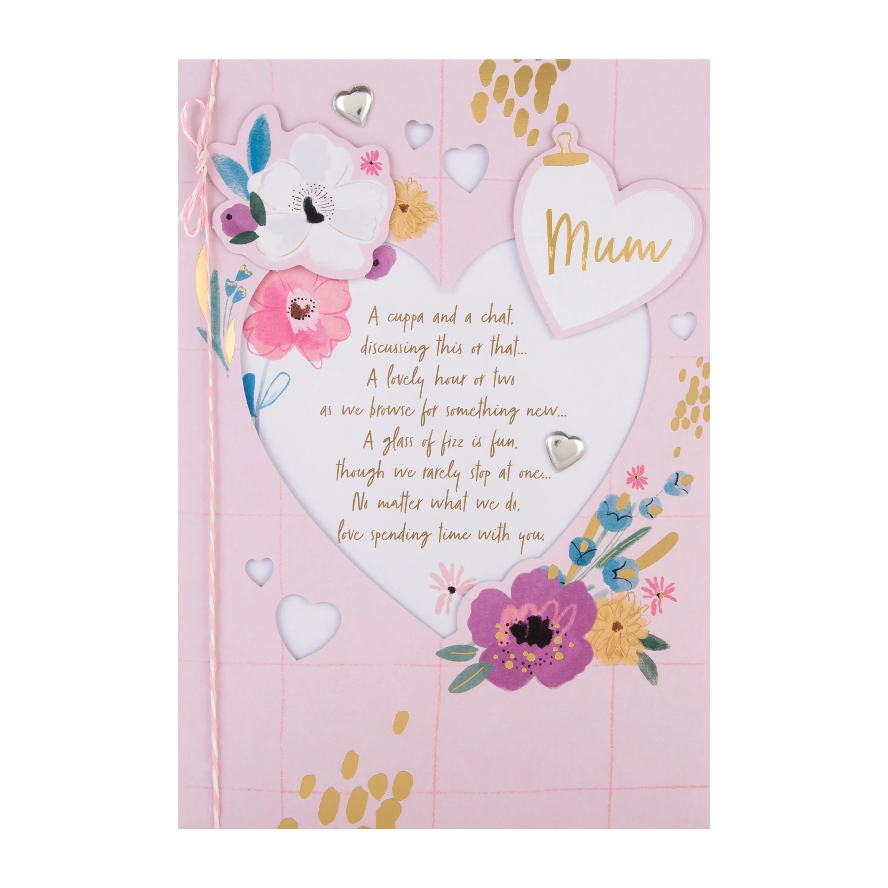 Mother's Day Card for Mum - Classic Flower and Hearts Design - Image 4