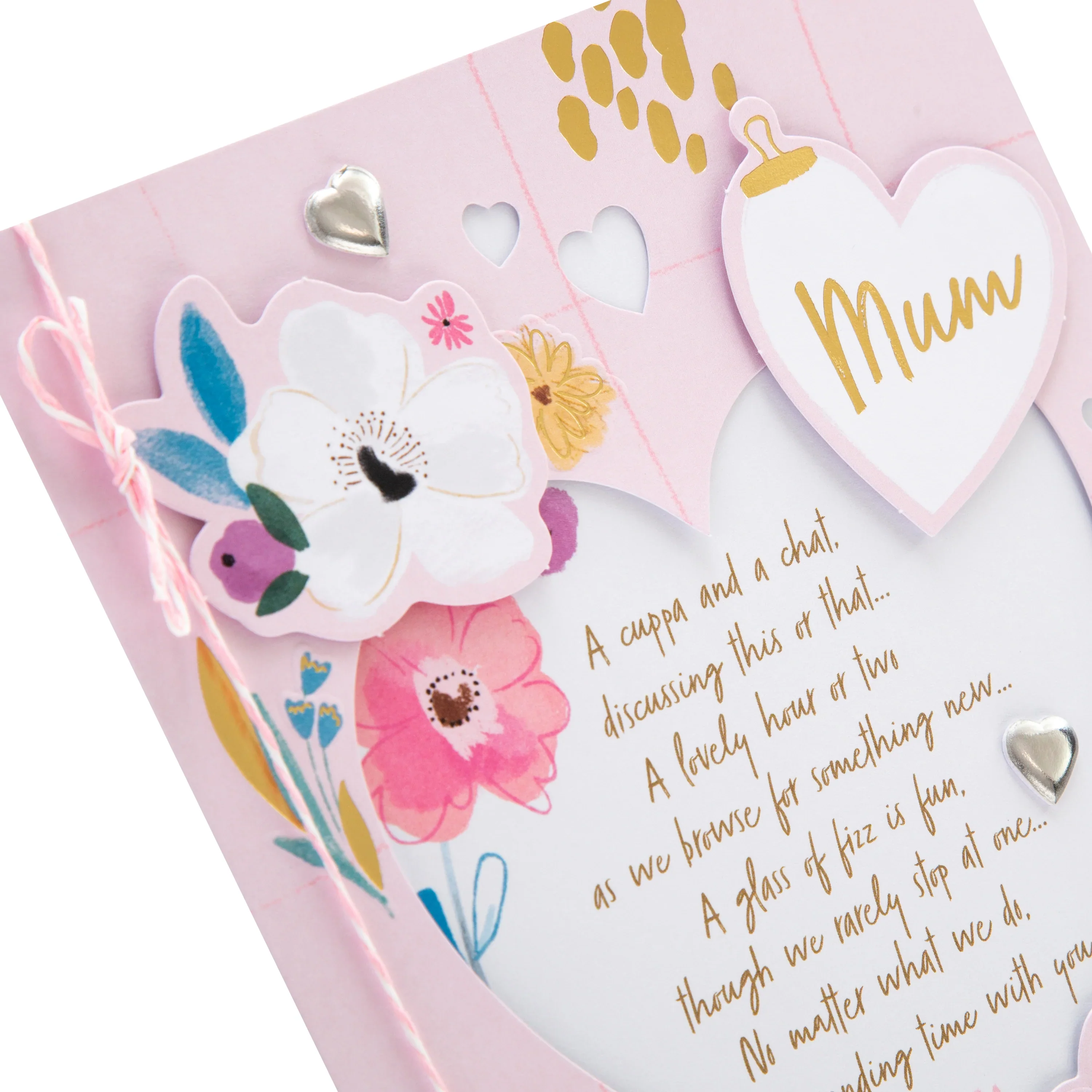 Mother's Day Card for Mum - Classic Flower and Hearts Design - Image 5