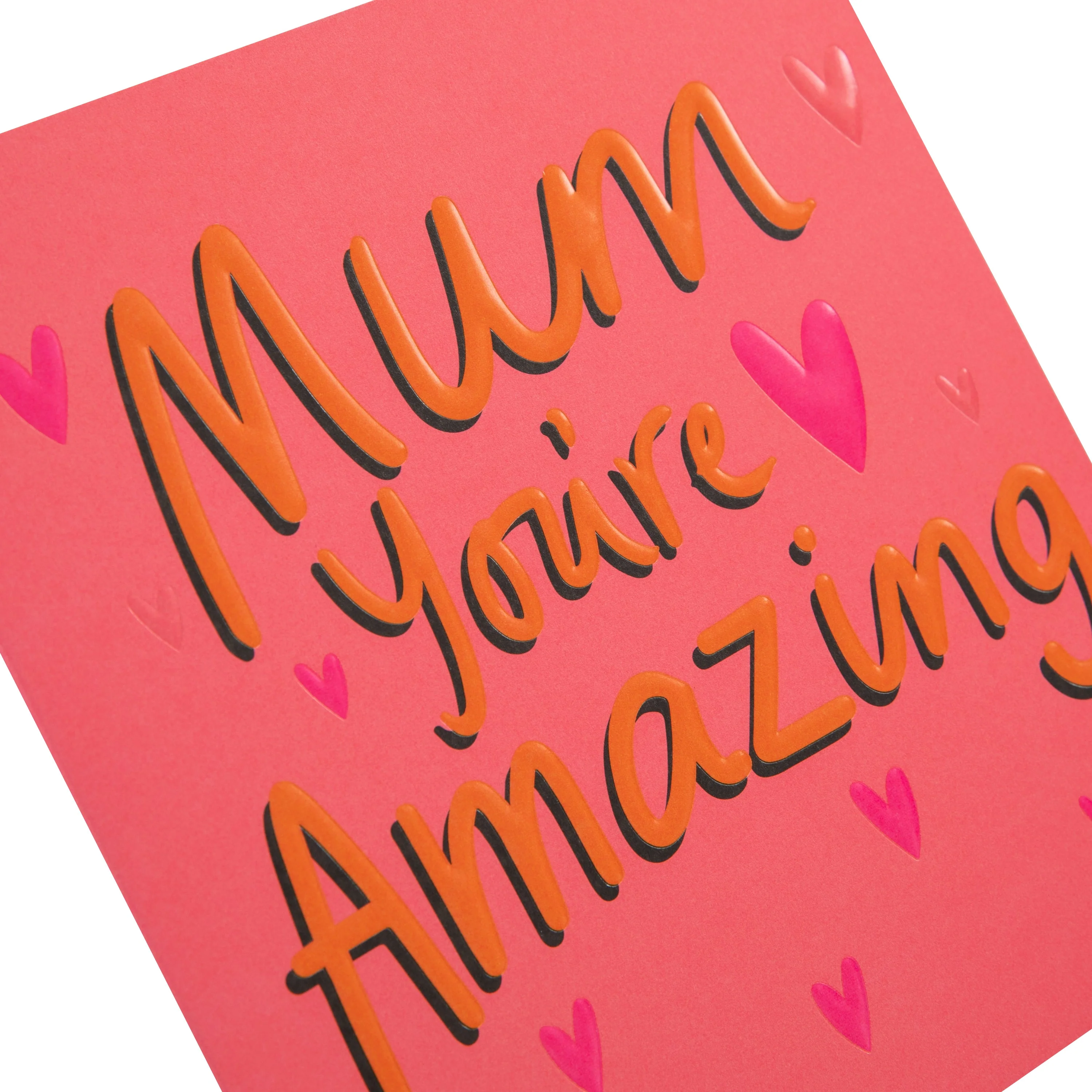 Mother's Day Card for Mum - Pink Hearts & Word Art Design - Image 5