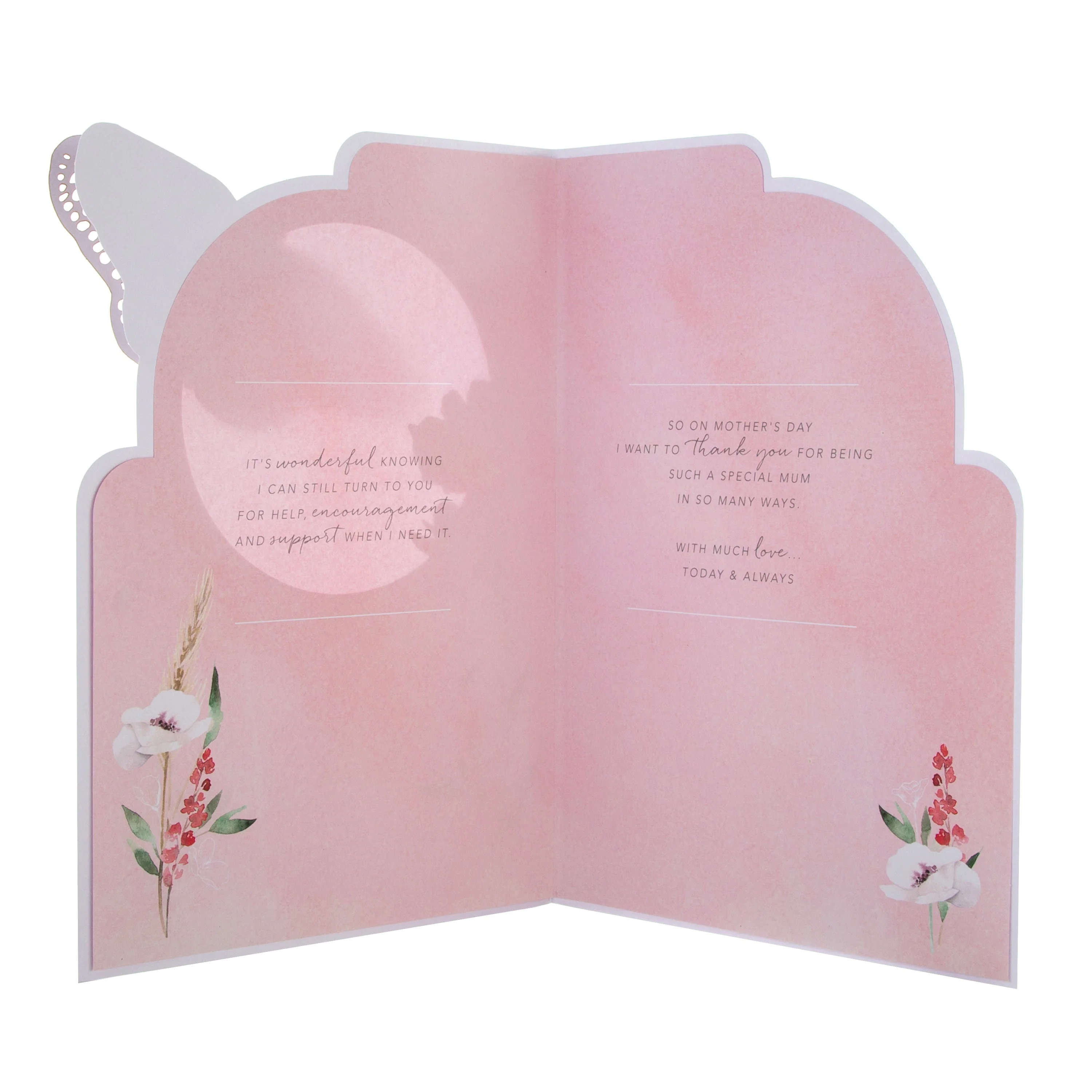 Mother's Day Card for Mum - Traditional Flower and Butterfly Design with Gold Foil - Image 2