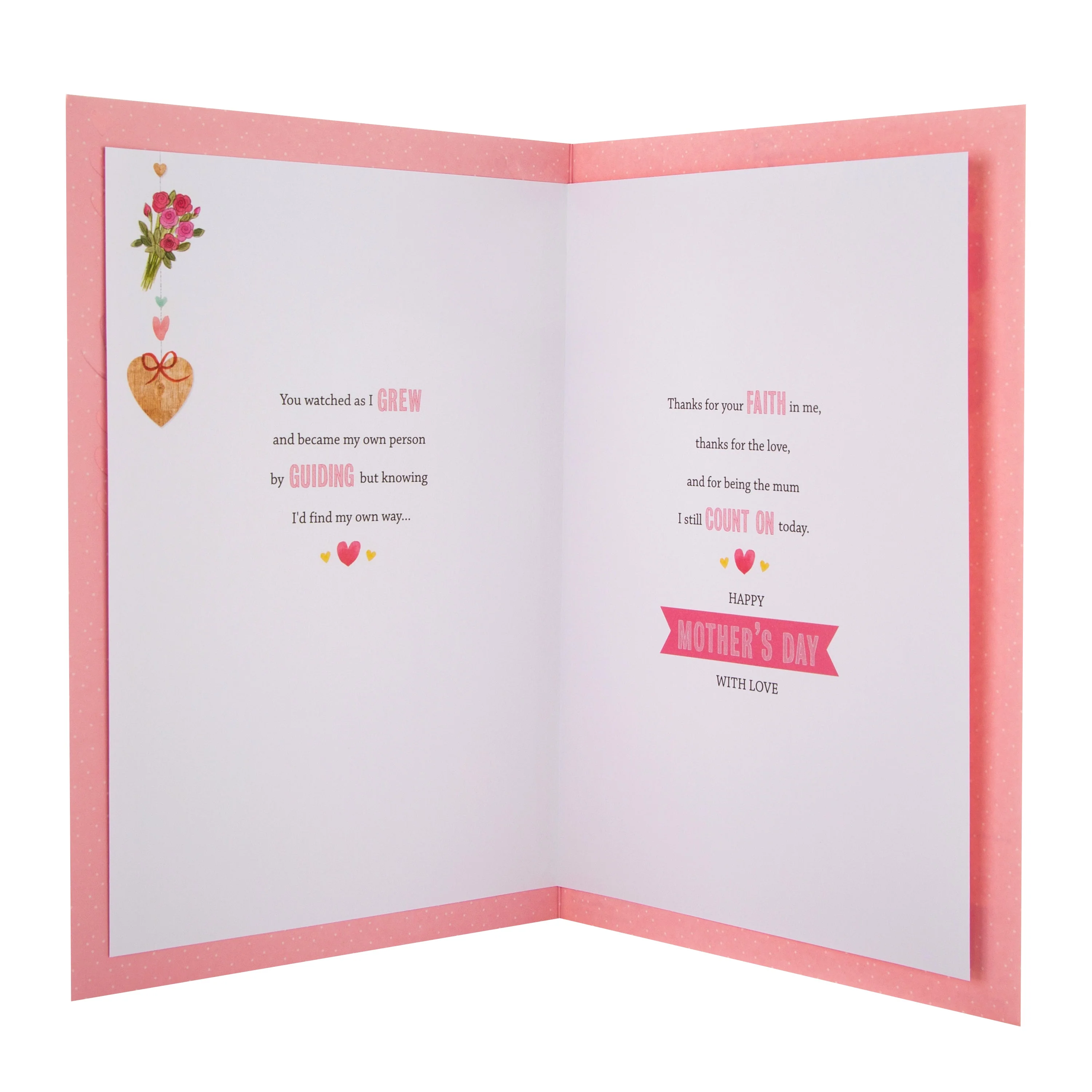 Mother's Day Card for Mum - Traditional Illustrated Verse Design with Pink and Silver Foil - Image 2