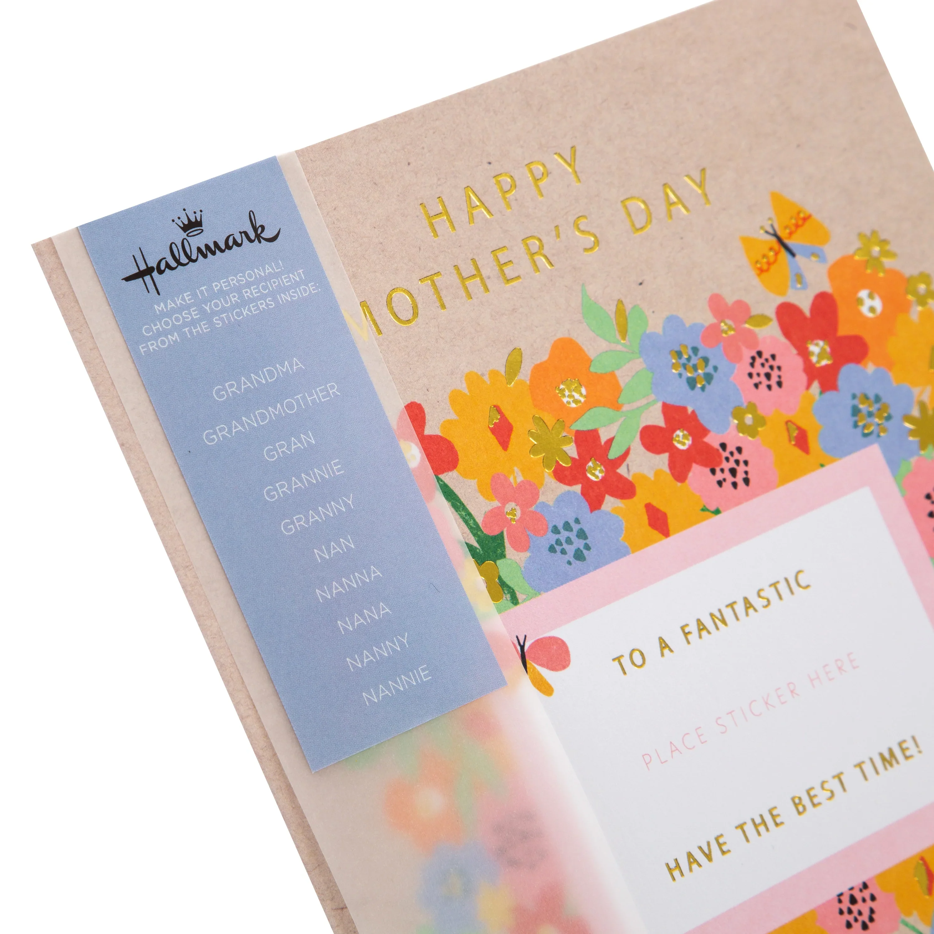 Mother's Day Card for Nan - Traditional Flowers & Personalisable Recipient Stickers - Image 5