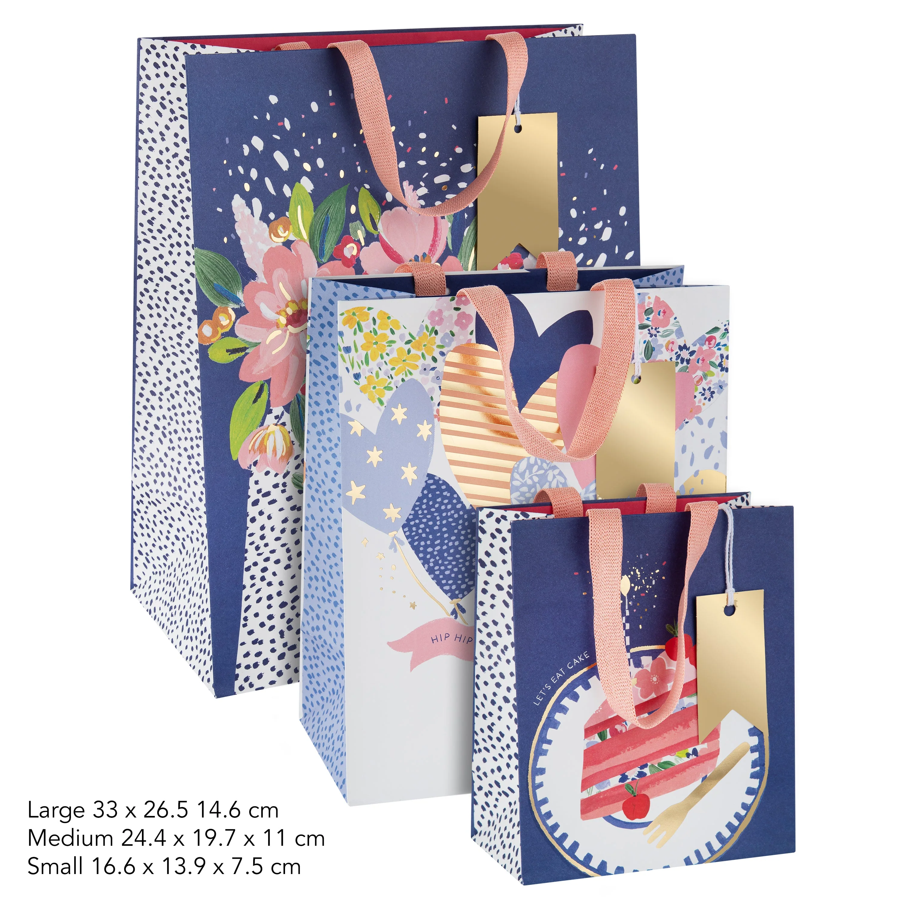 Multi Occasion Gift Bags - 3 Pack in 3 Sizes and 3 Celebratory Designs - Image 4