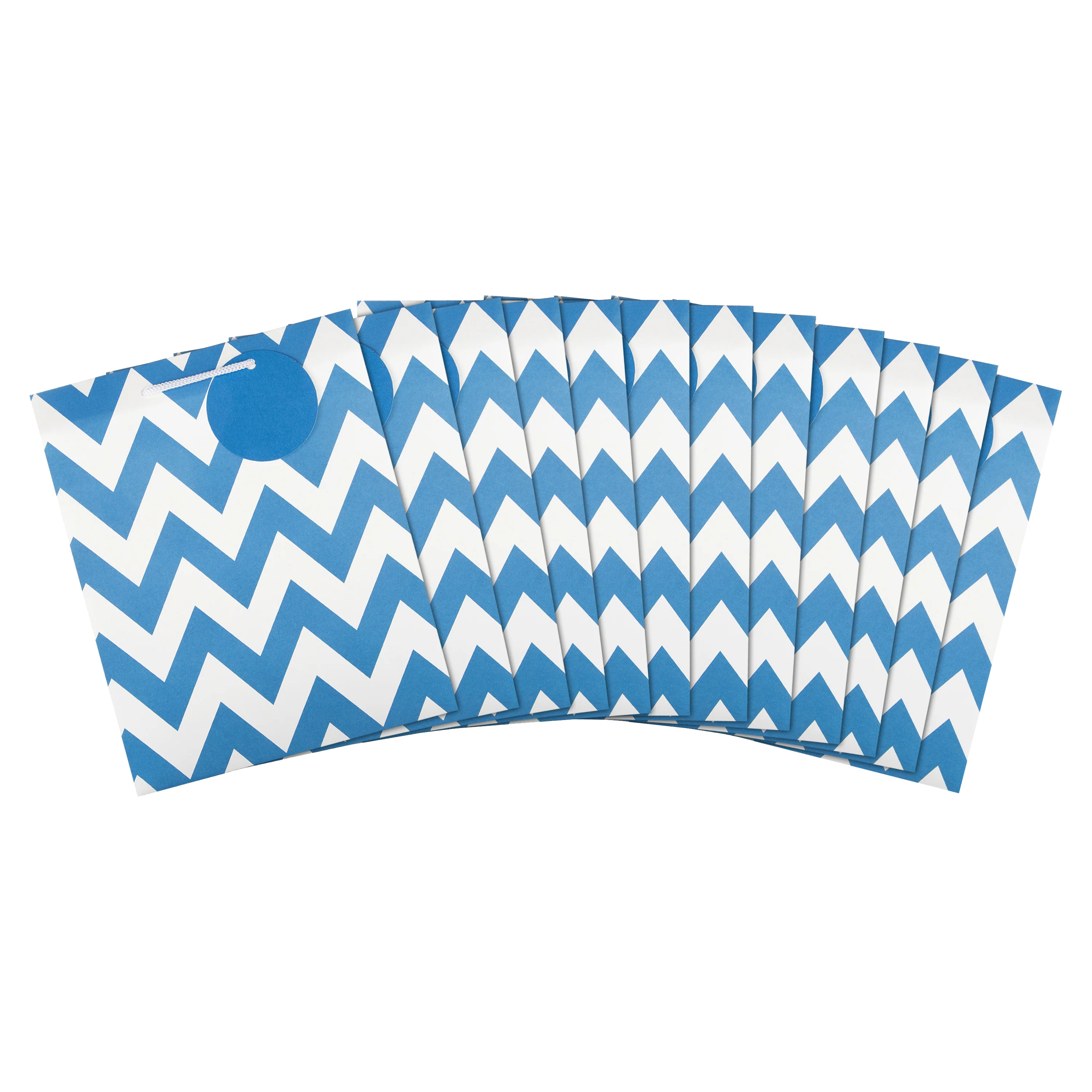 Multi-Occasion Medium Gift Bag Pack - 12 Bags in 1 Blue Zig-Zag Design - Image 3