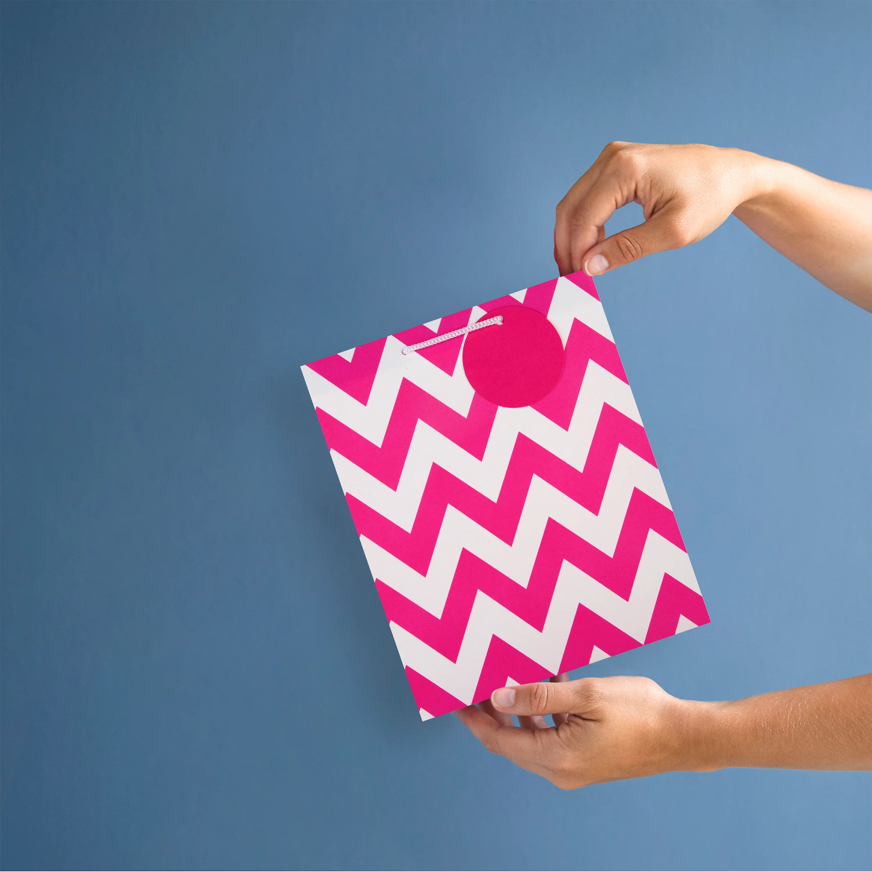 Multi-Occasion Medium Gift Bag Pack - 12 Bags in 1 Pink Zig-Zag Design - Image 2