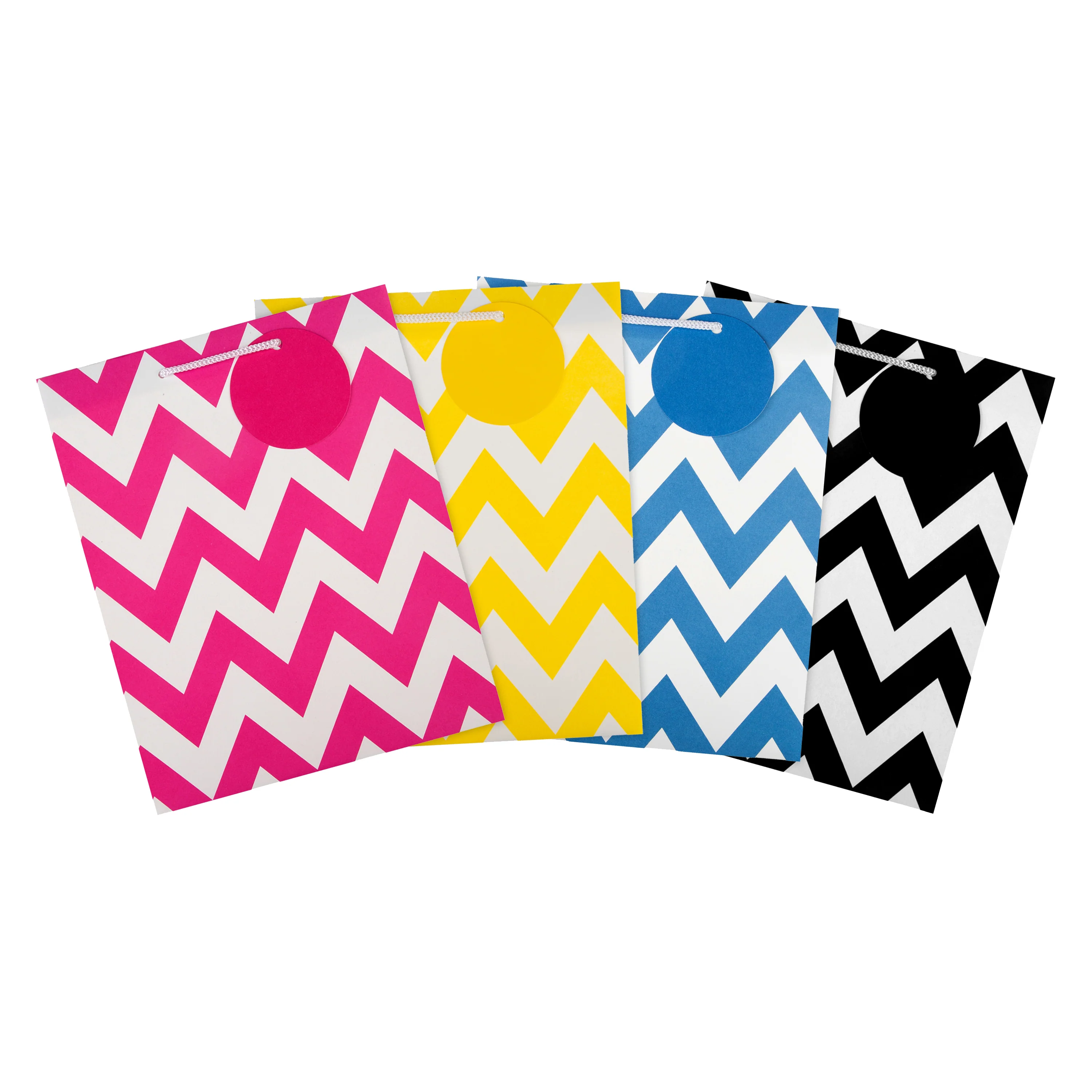 Multi-Occasion Medium Gift Bag Pack - 4 Bright Coloured Bags in 1 Zig-Zag Design - Image 3