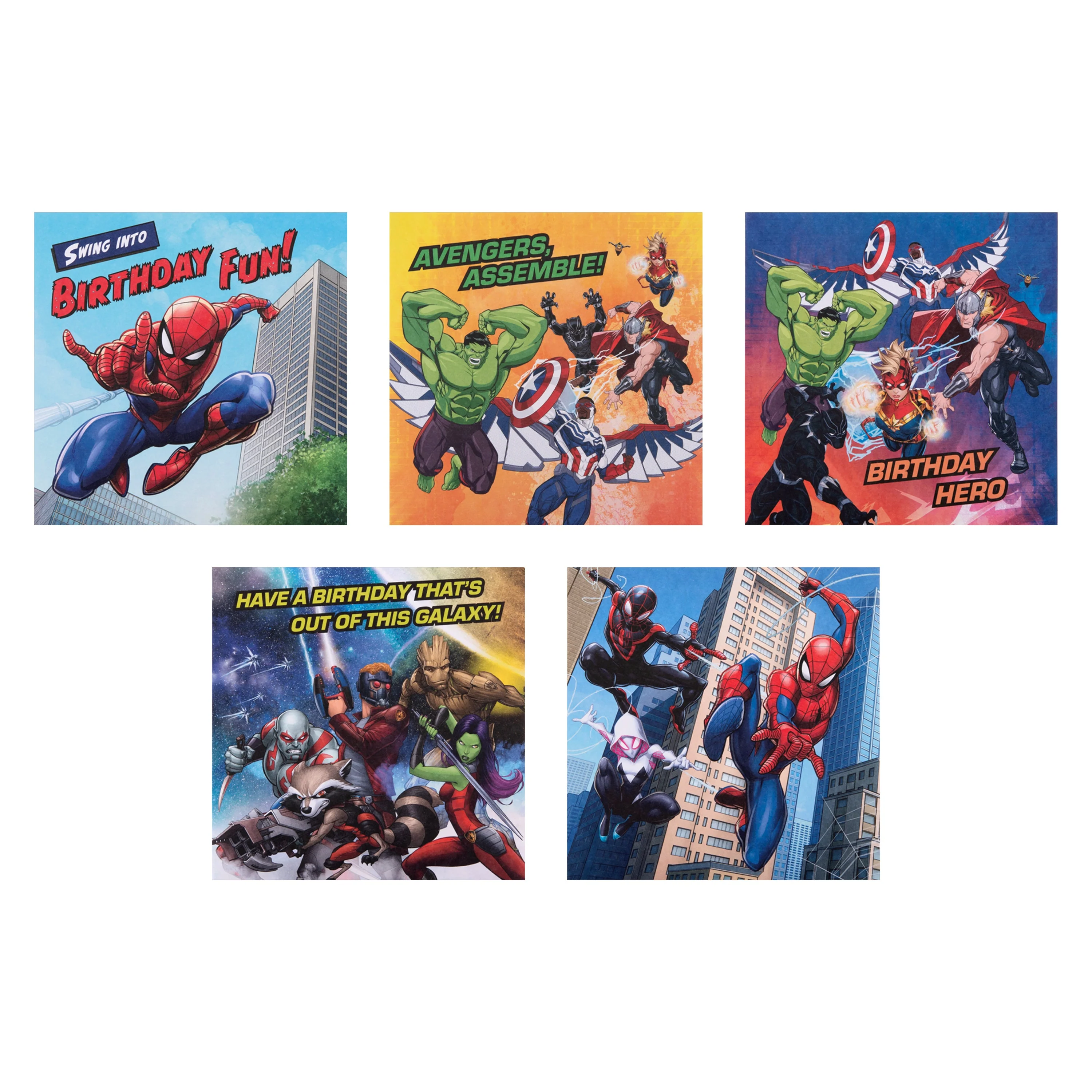 Multipack Birthday Cards - Pack of 10 in 5 MARVEL Designs