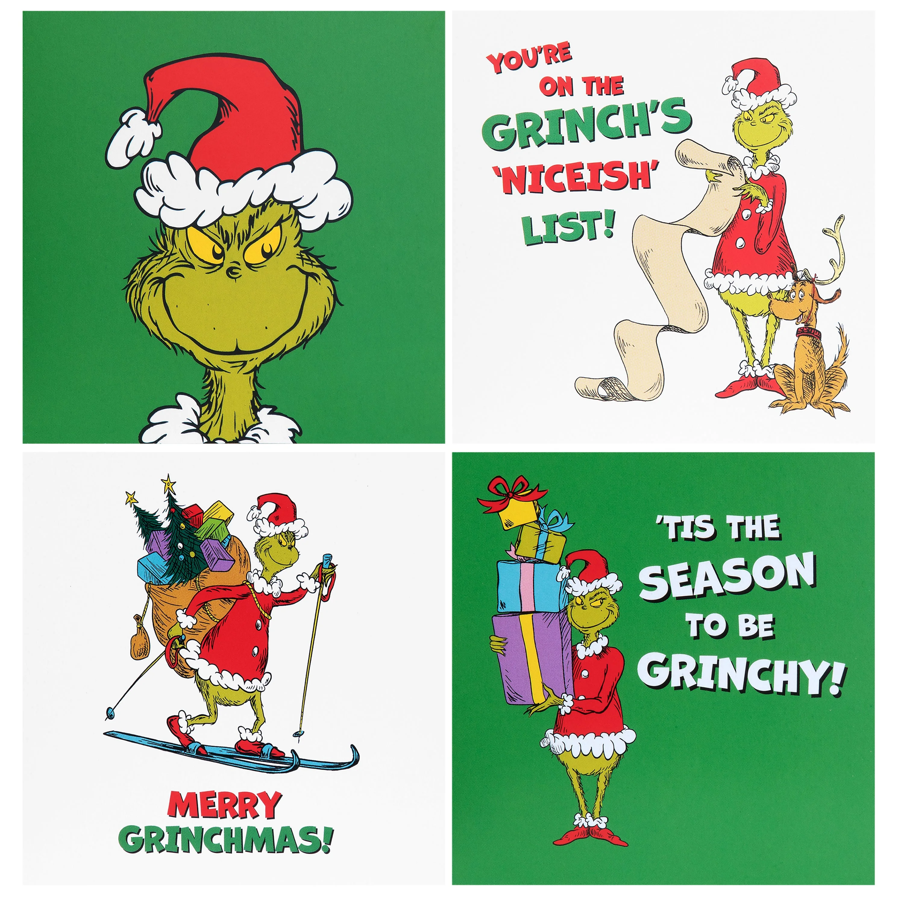 Multipack Kids Christmas Cards - Pack of 20 in 4 Fun Grinch Inspired Designs - Image 4