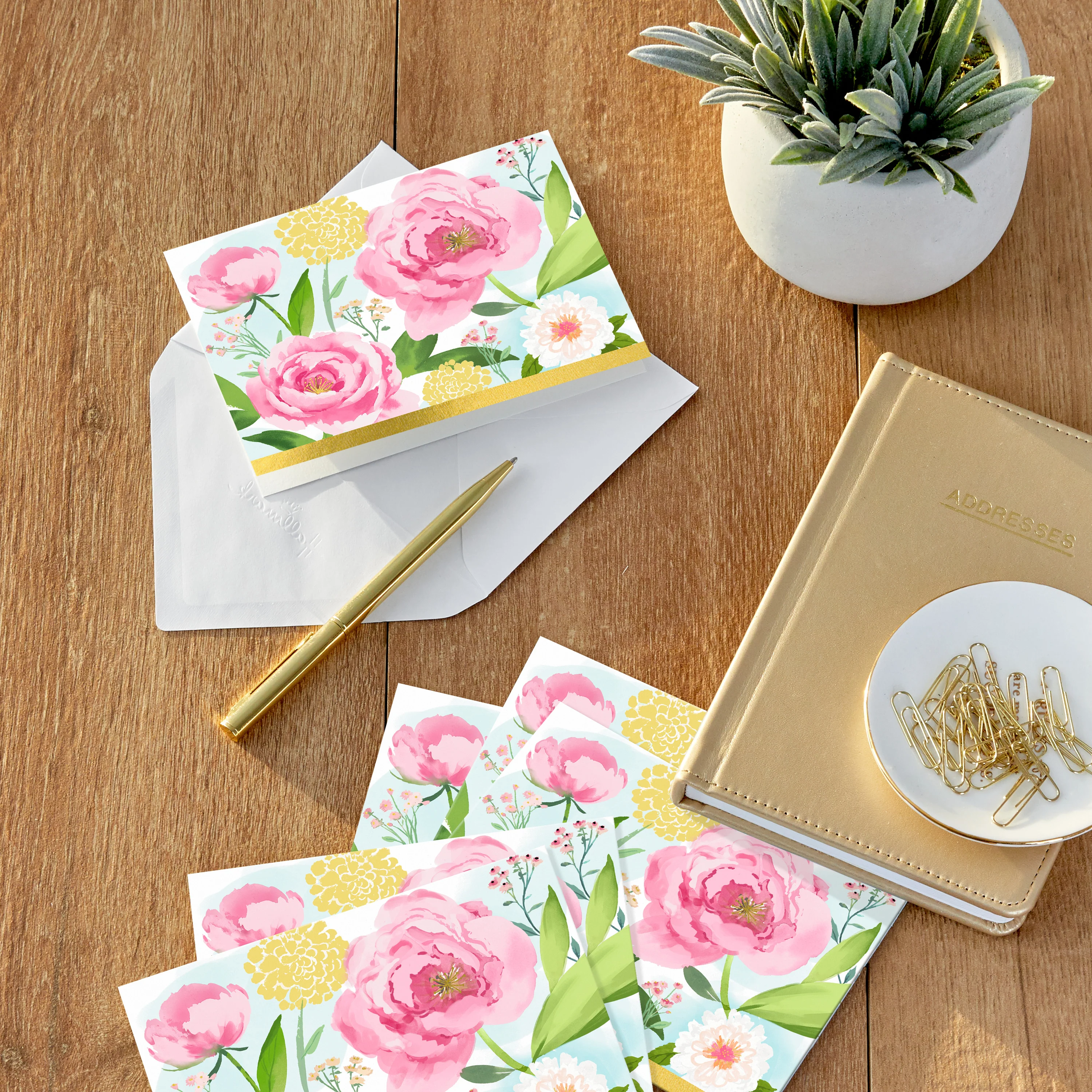 Multipack Just To Say Cards - Pack of 10 in 1 Illustrated Pink Floral Design - Image 3