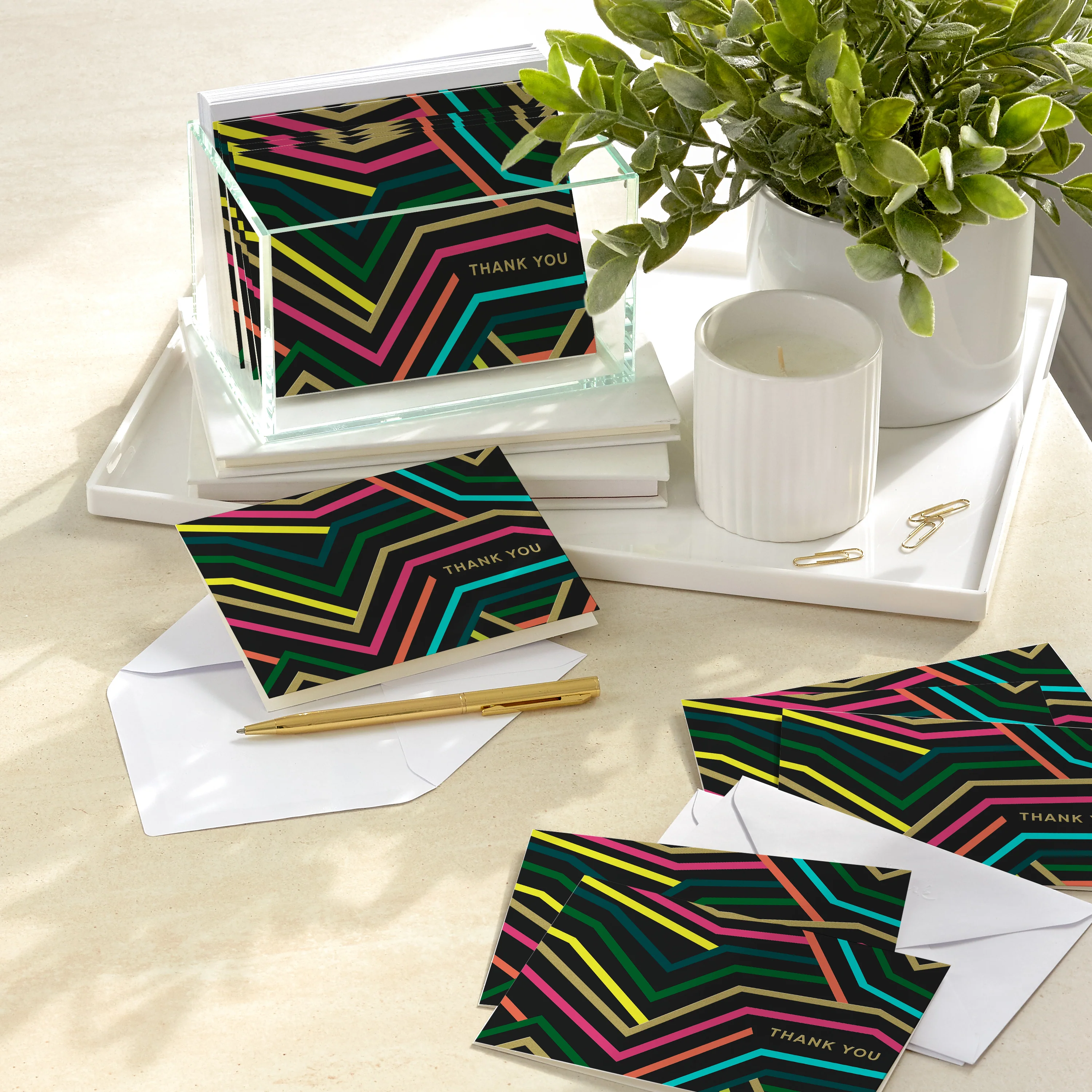 Multipack Thank You Cards - Pack of 10 in 1 Neon Graphics Designs - Image 3
