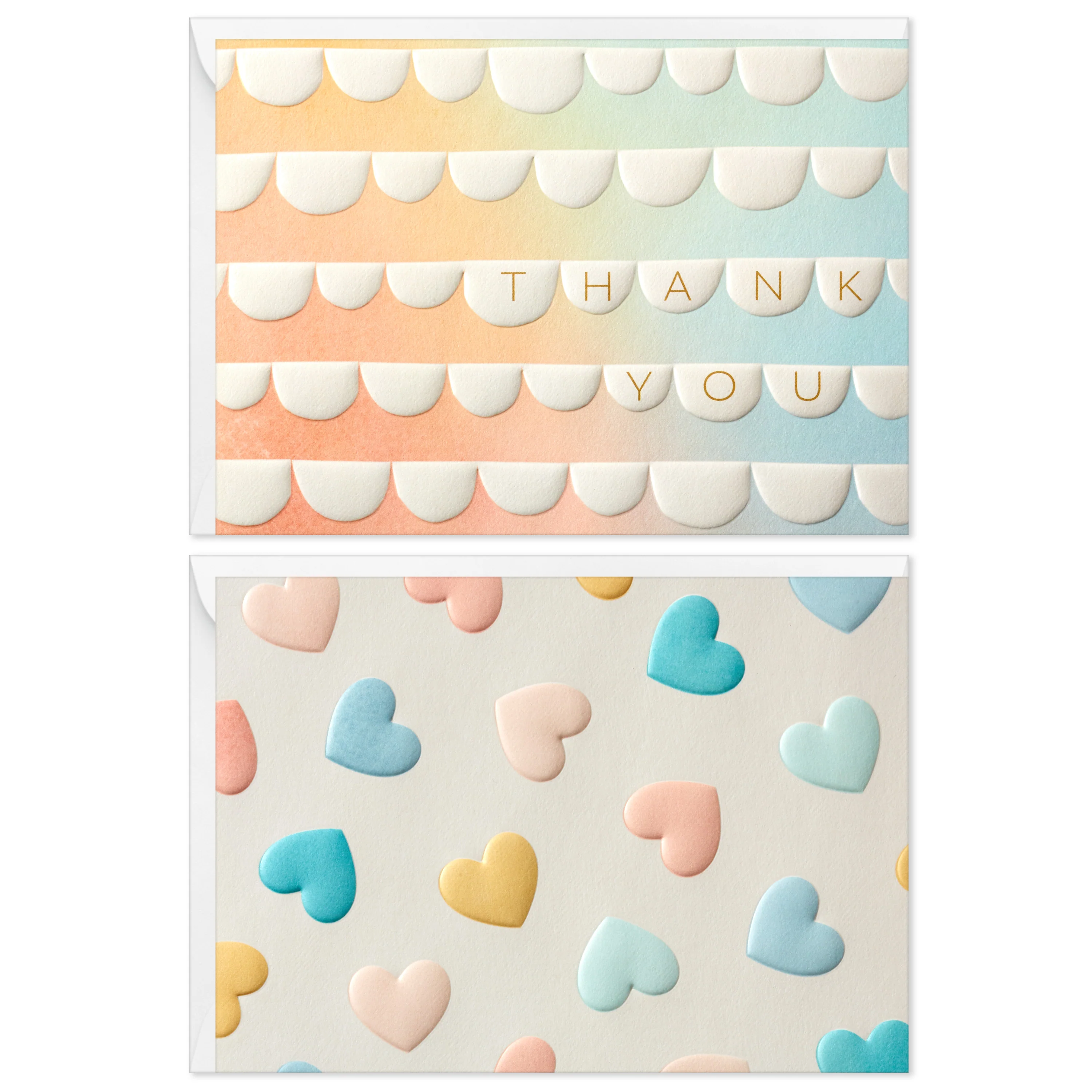 Multipack Thank You Cards - Pack of 50 in 2 Embossed Pastel Designs