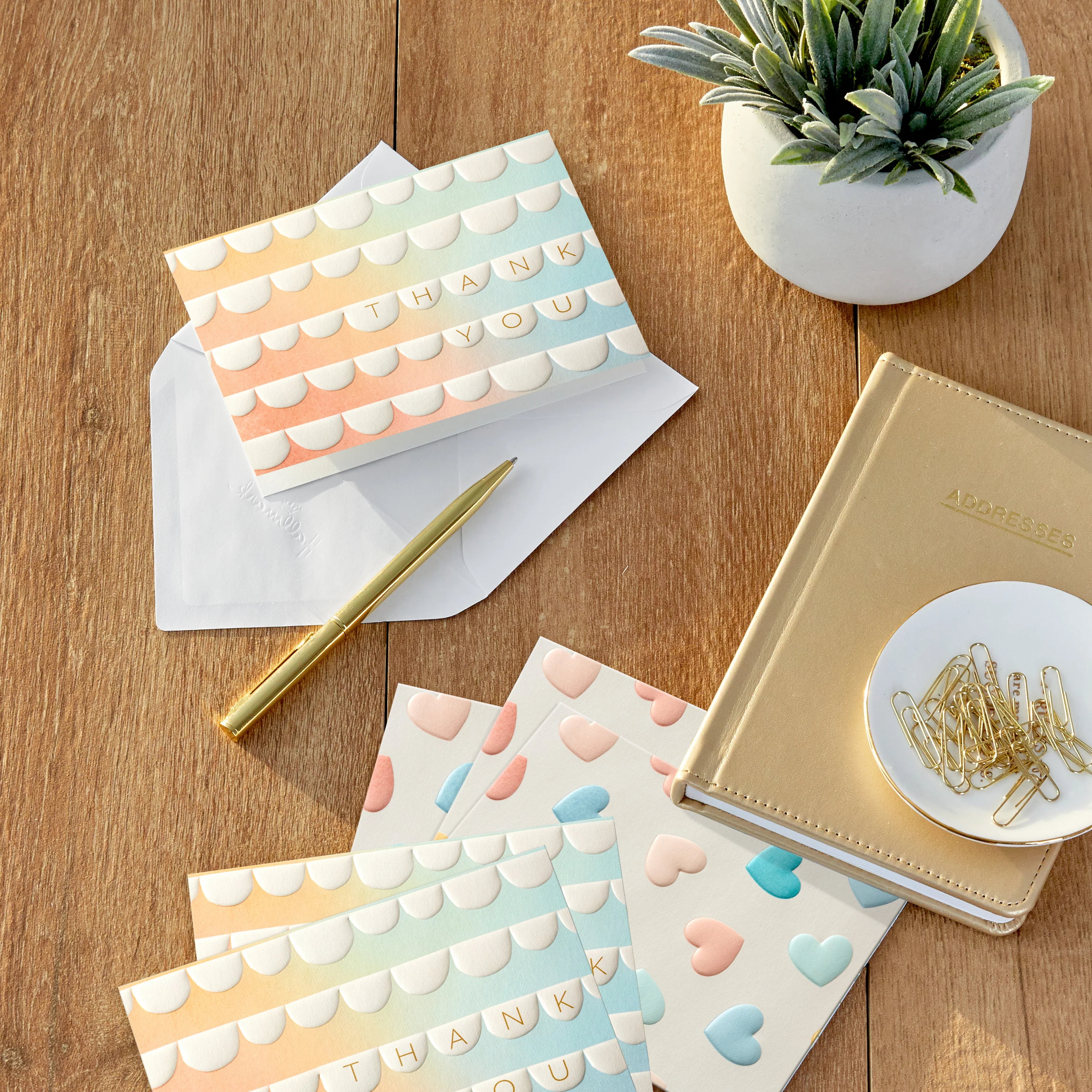 Multipack Thank You Cards - Pack of 50 in 2 Embossed Pastel Designs - Image 3