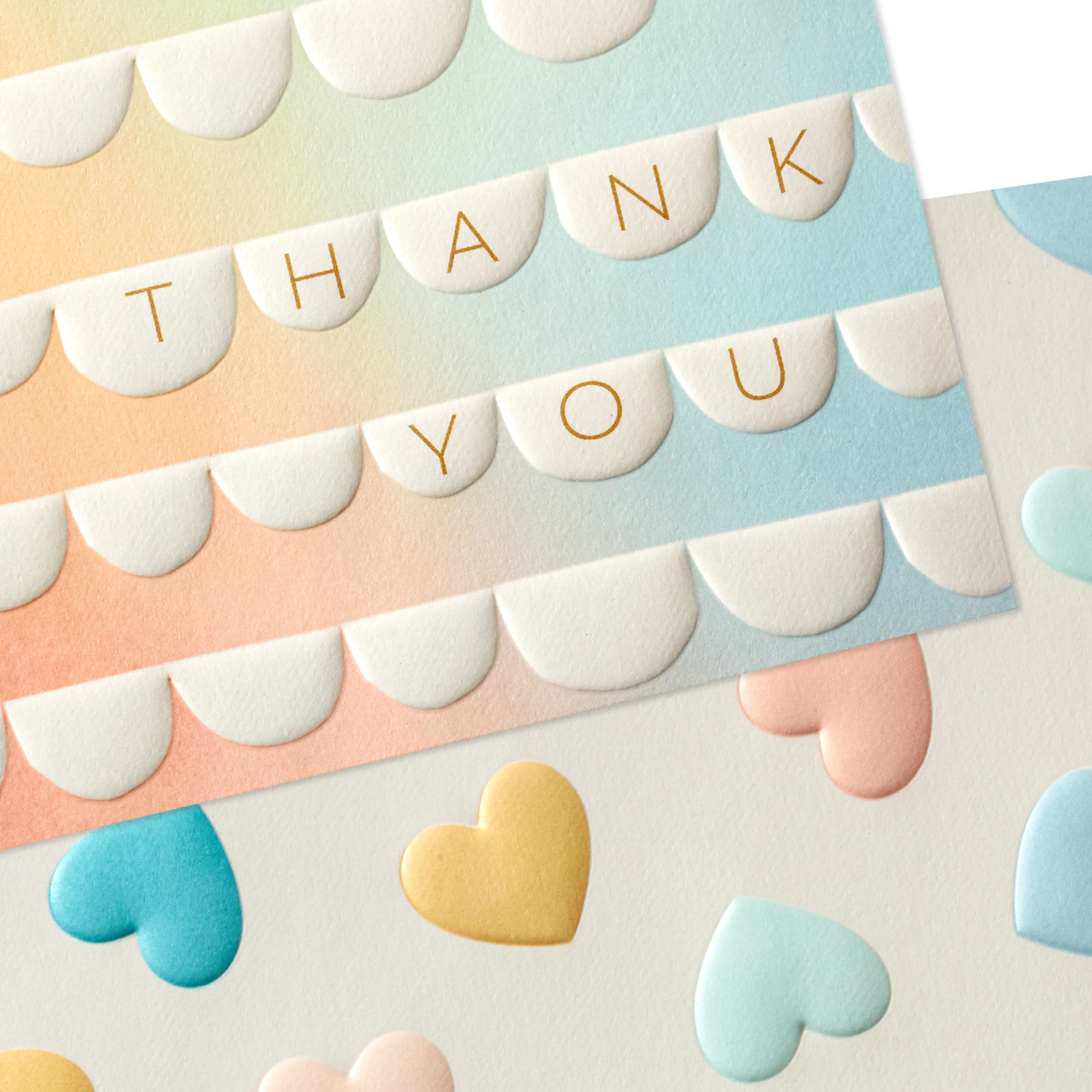Multipack Thank You Cards - Pack of 50 in 2 Embossed Pastel Designs - Image 4