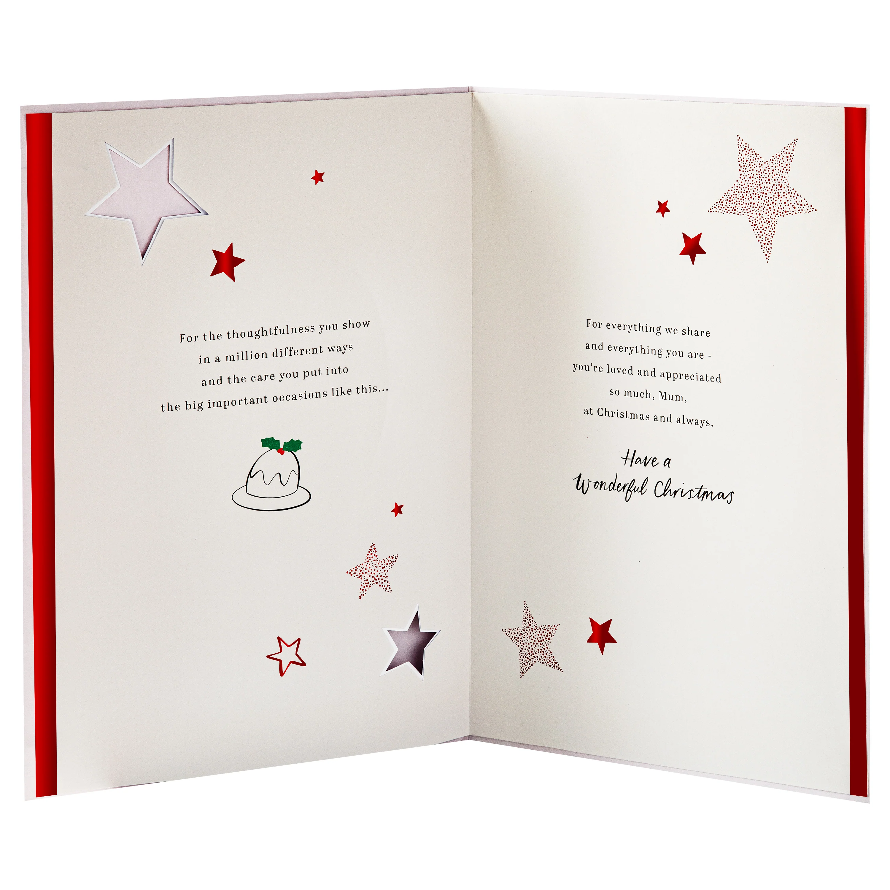 Mum Christmas Card - Special Sentiment, Christmas Pudding Design - Image 4