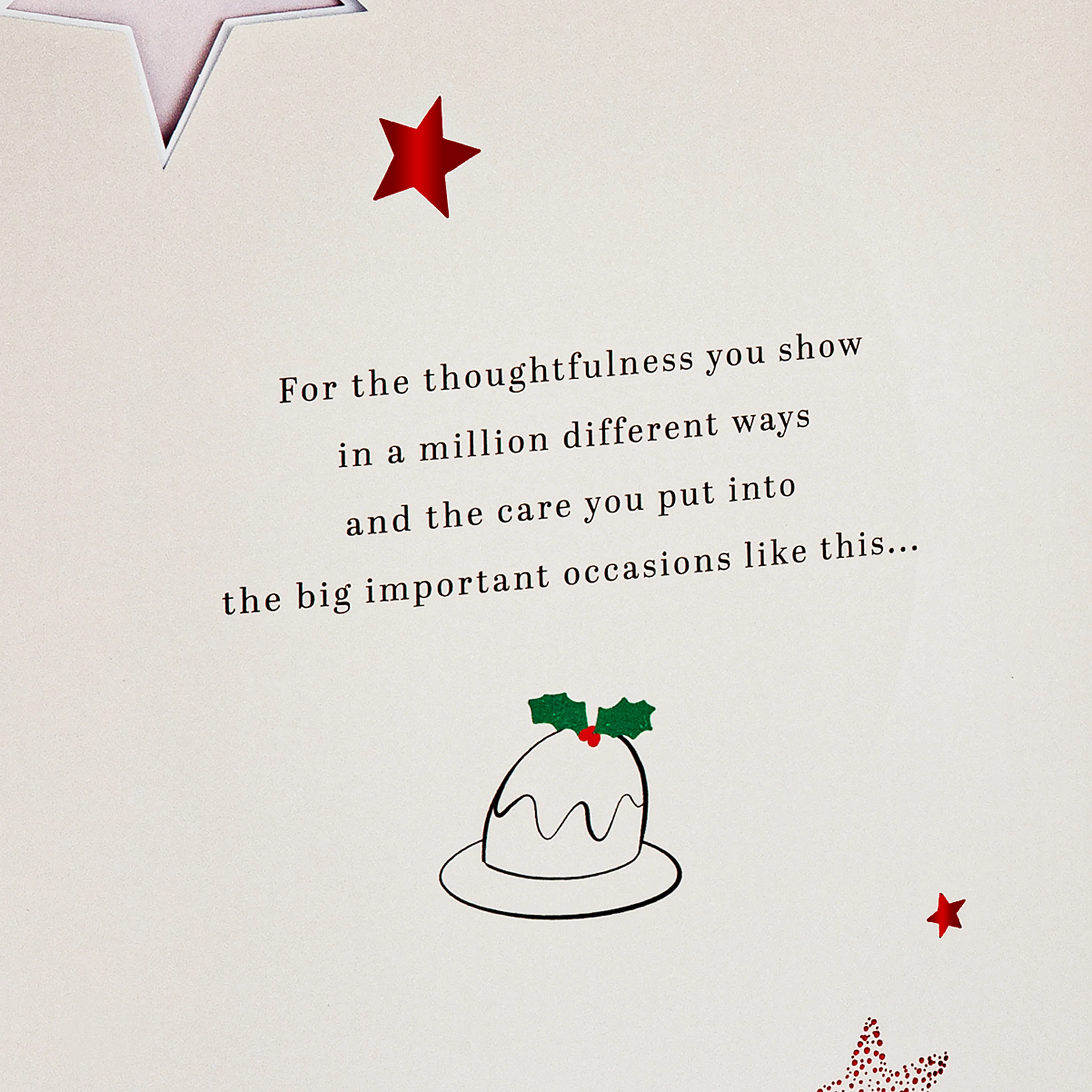Mum Christmas Card - Special Sentiment, Christmas Pudding Design - Image 5