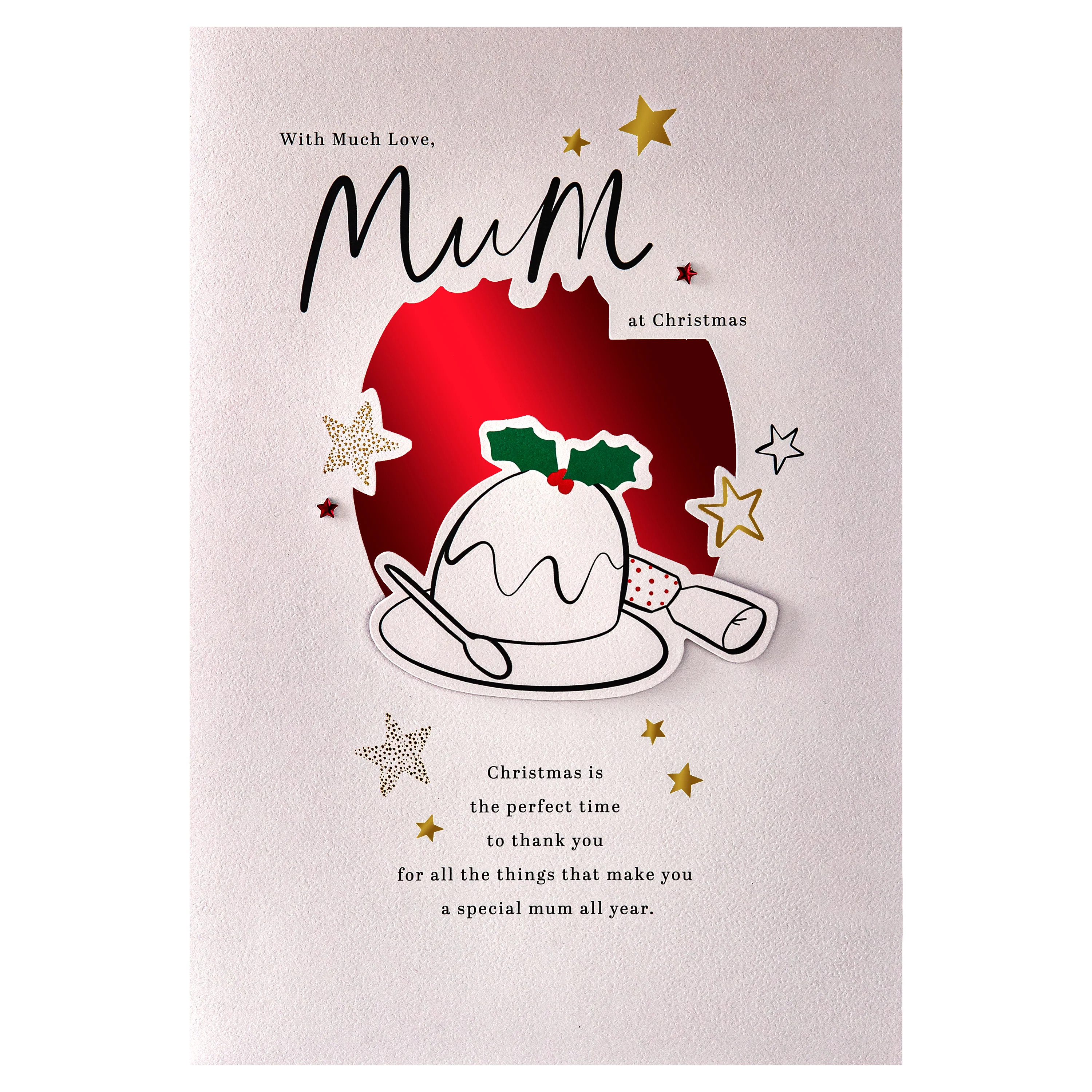 Mum Christmas Card - Special Sentiment, Christmas Pudding Design - Image 7