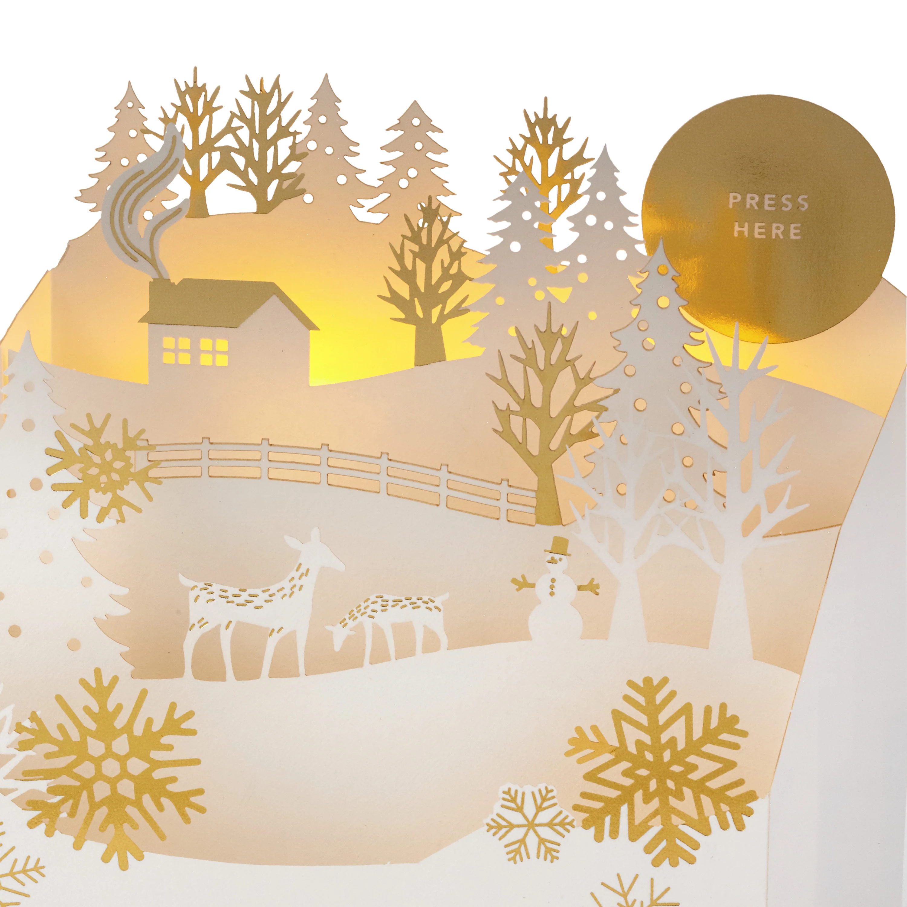 Musical Christmas Card - 3D & Pop-Up White Winter Woodland Design with Light - Image 3