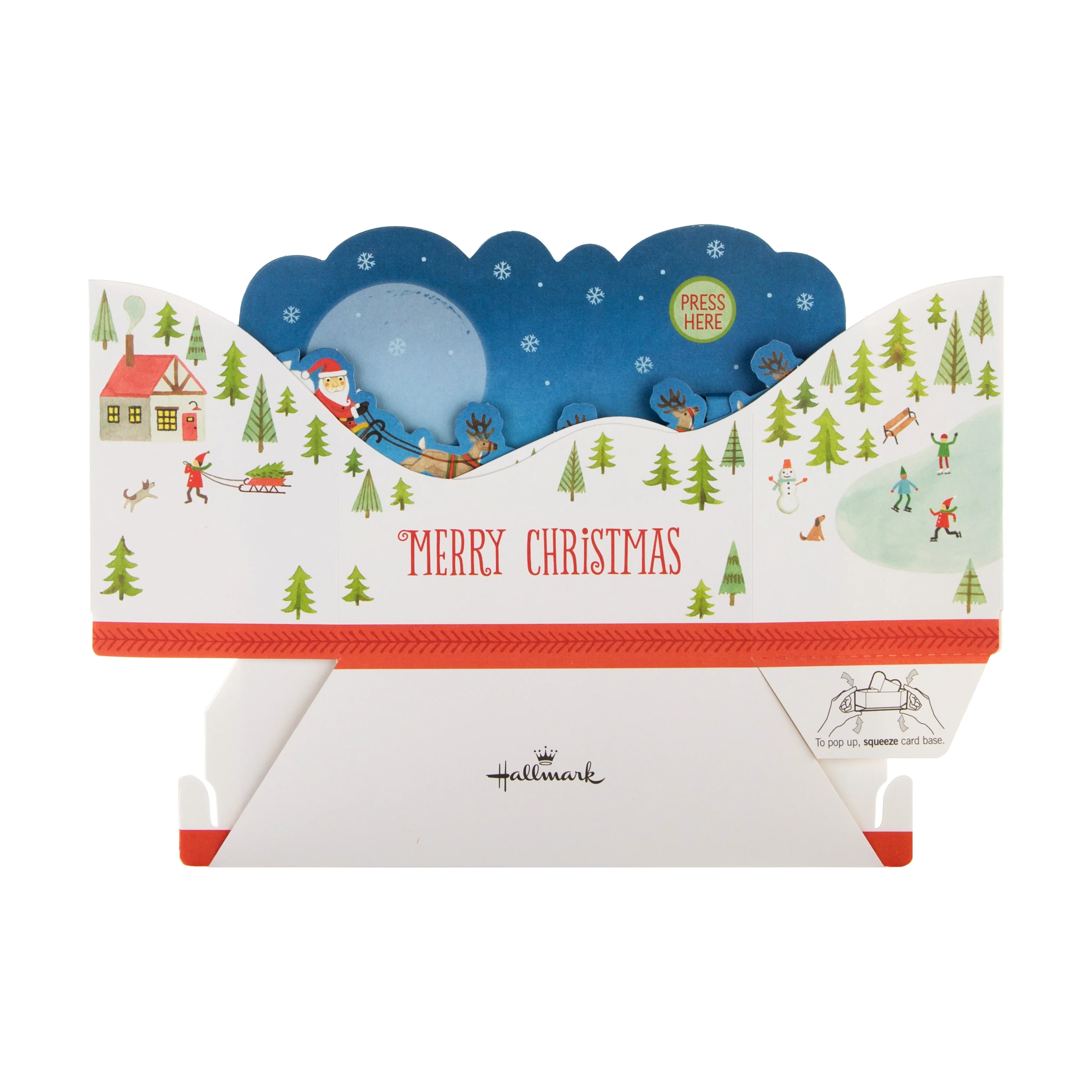 Musical Christmas Paper Wonder Card - 3D Pop Up Here Comes Santa Claus Sleigh Motion Design - Image 7