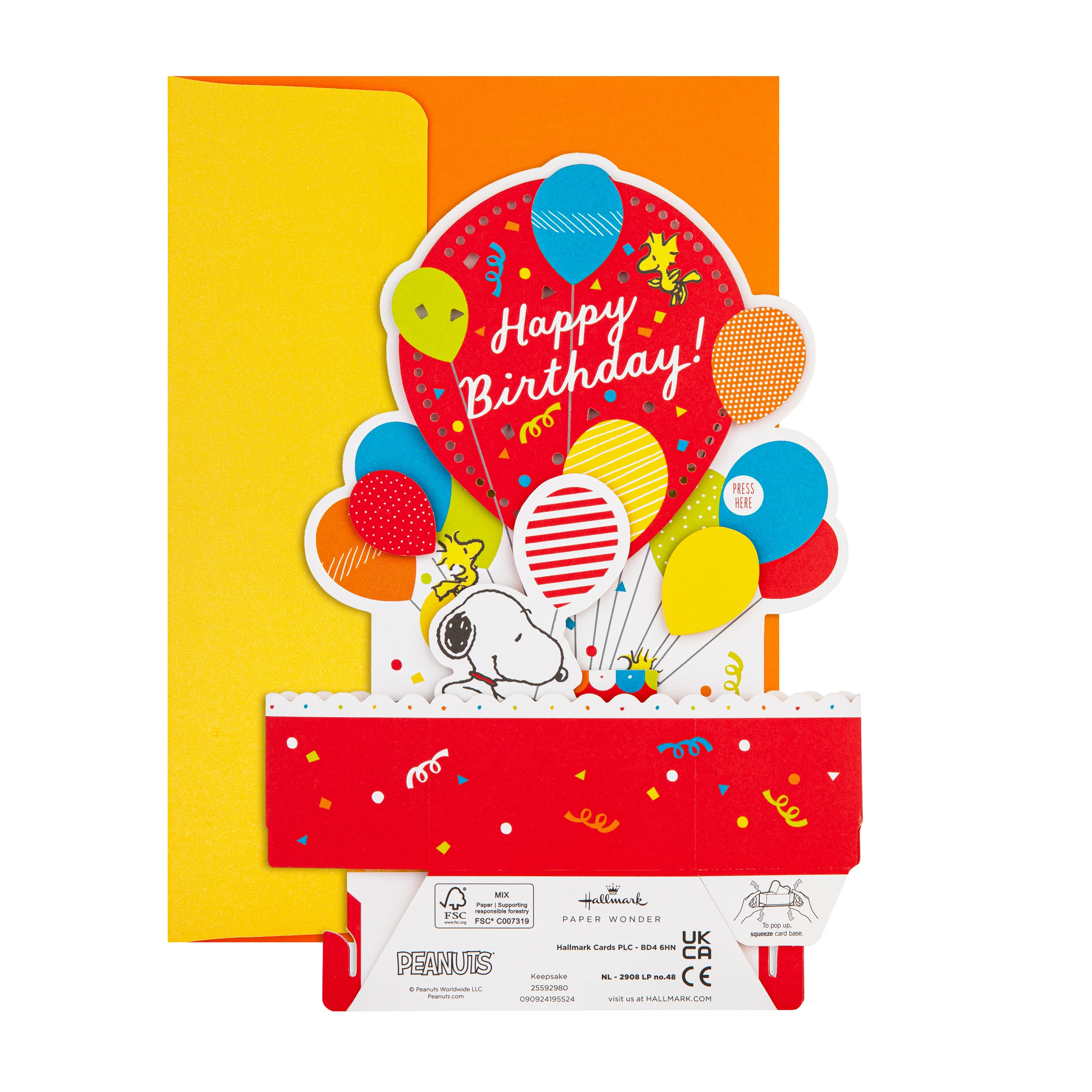 Musical & Light Up Birthday Card - 3D & Pop Up SNOOPY & WOODSTOCK Design - Image 6