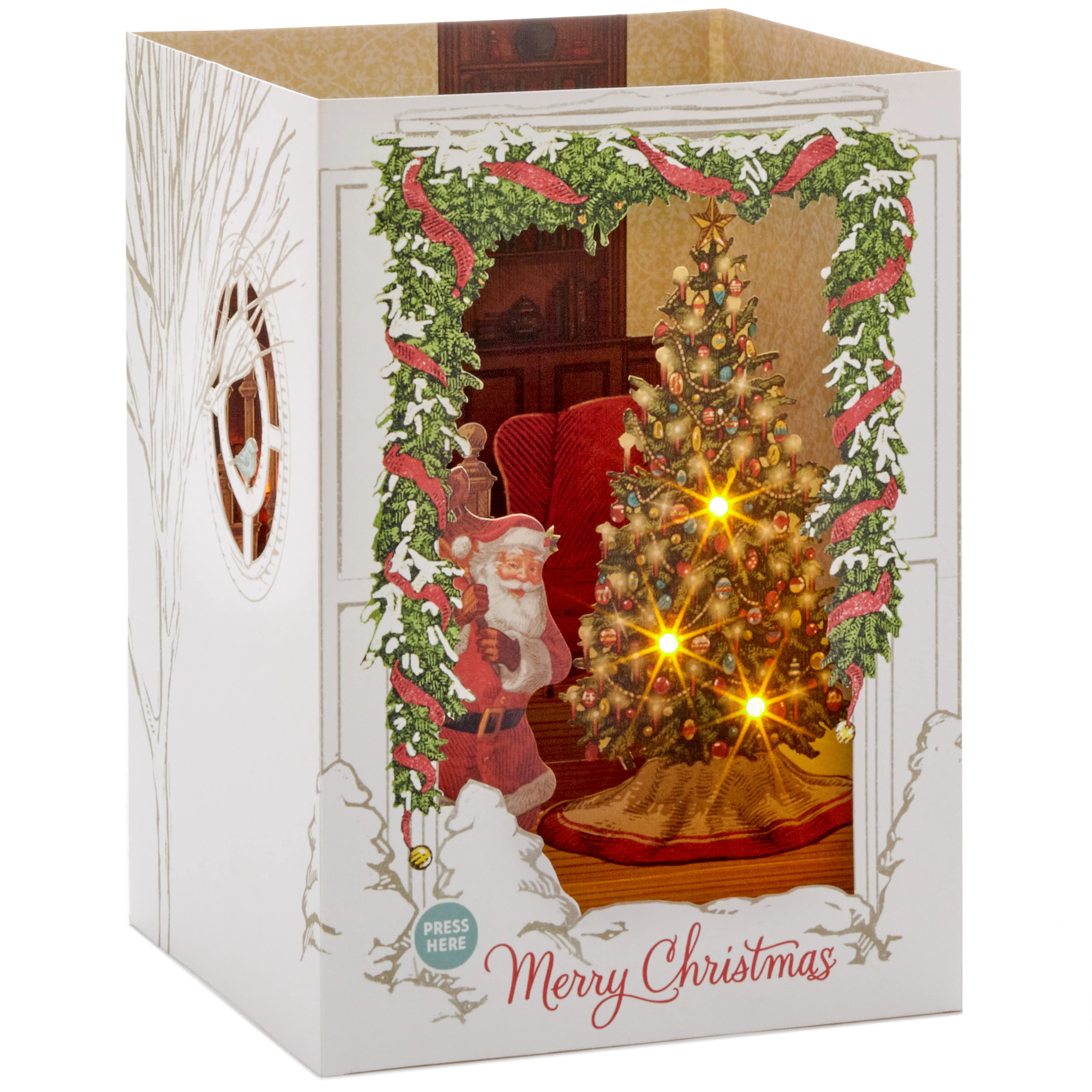 Musical & Light Up Christmas Card - 3D Pop-Up Santa Design