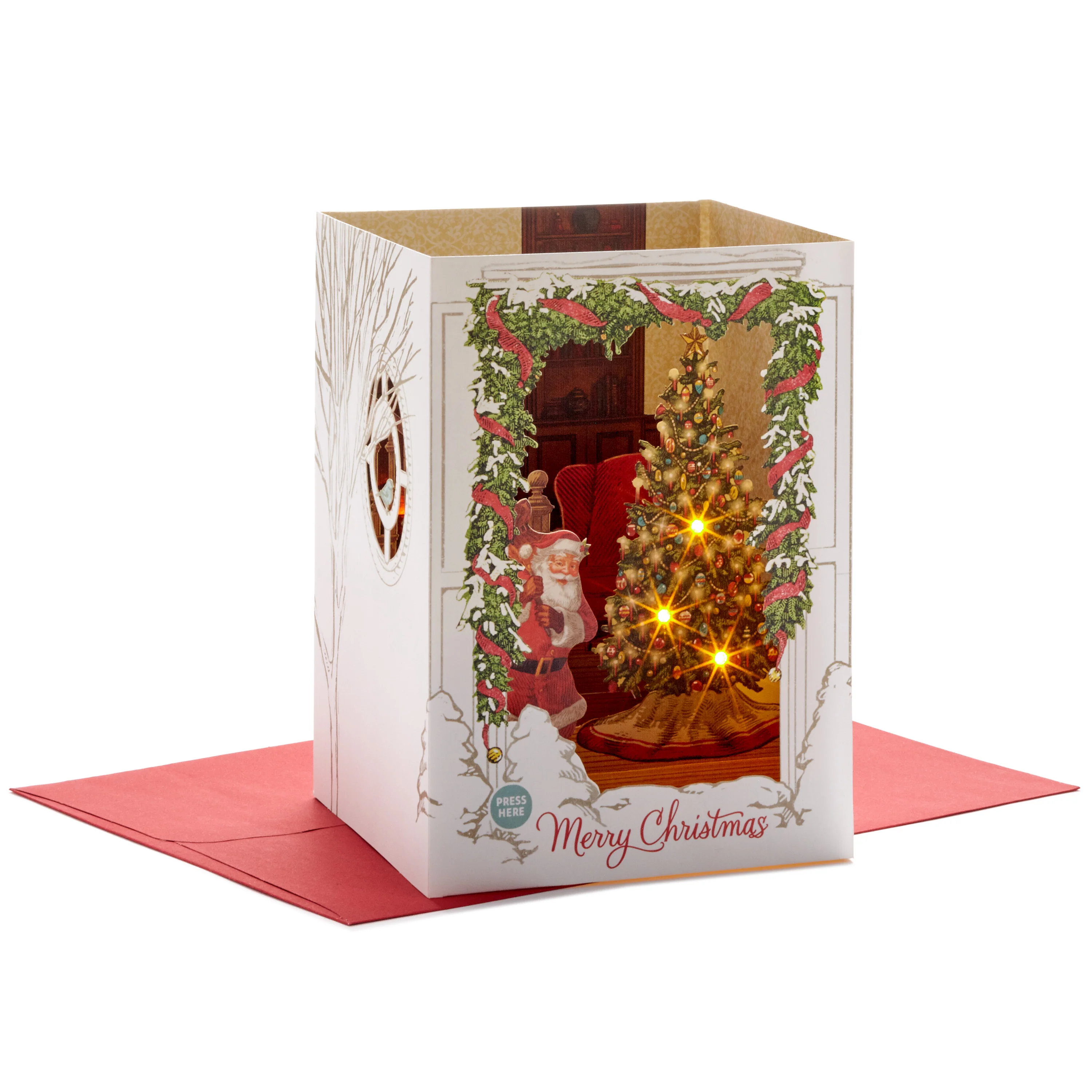 Musical & Light Up Christmas Card - 3D Pop-Up Santa Design - Image 2