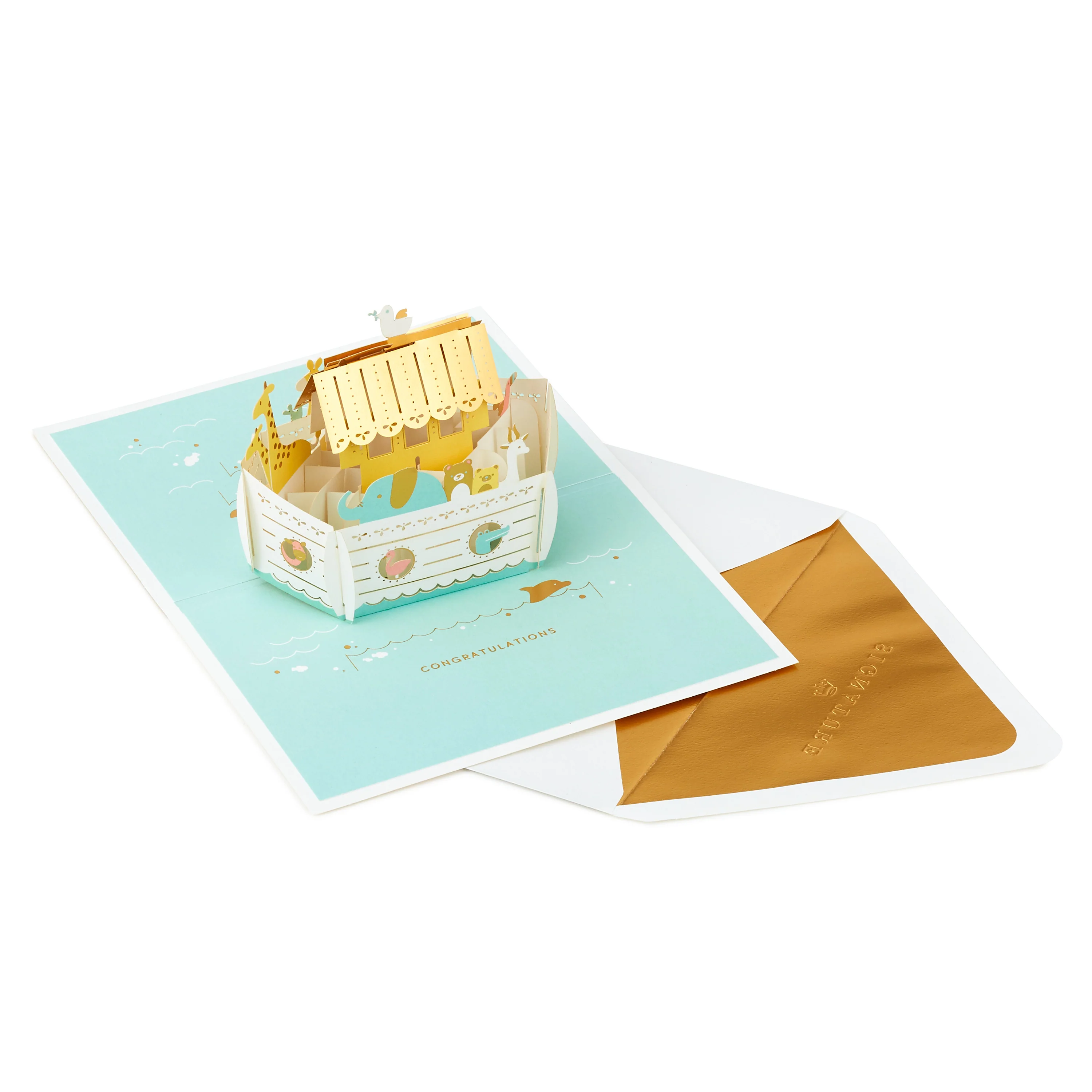 New Baby Card - 3D Pop-Up Noah's Ark Design - Image 3