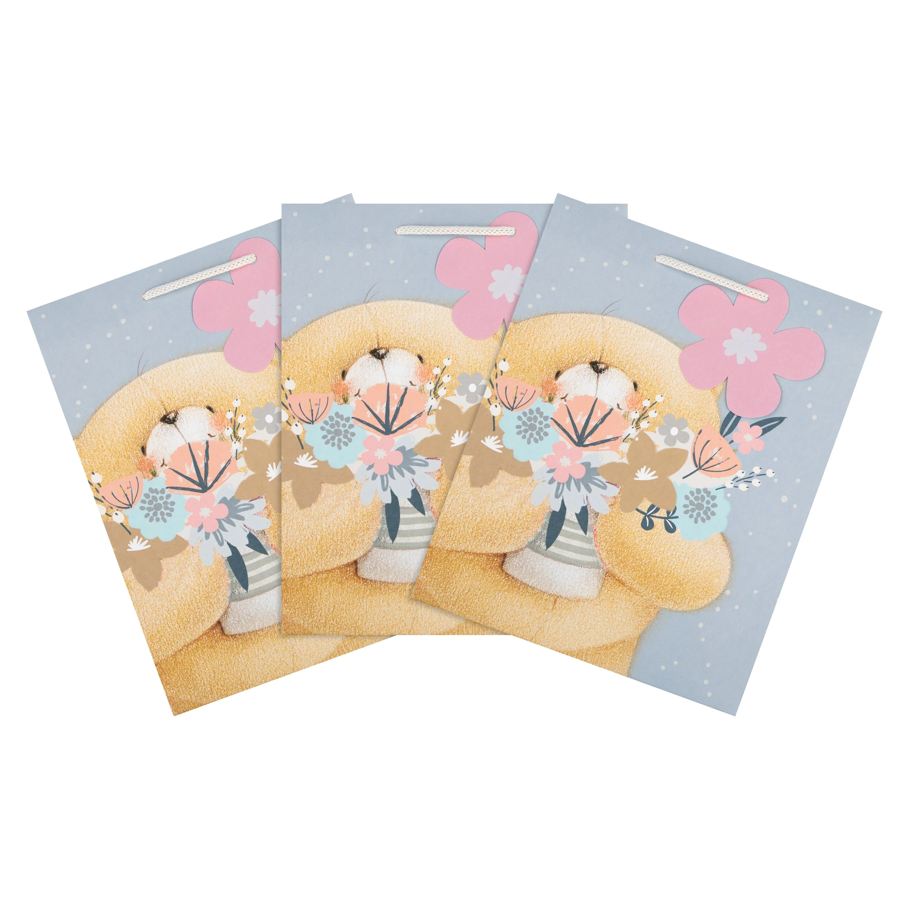 Pack of 3 Medium Gift Bags - Blue Forever Friends Bear Design - Image 2
