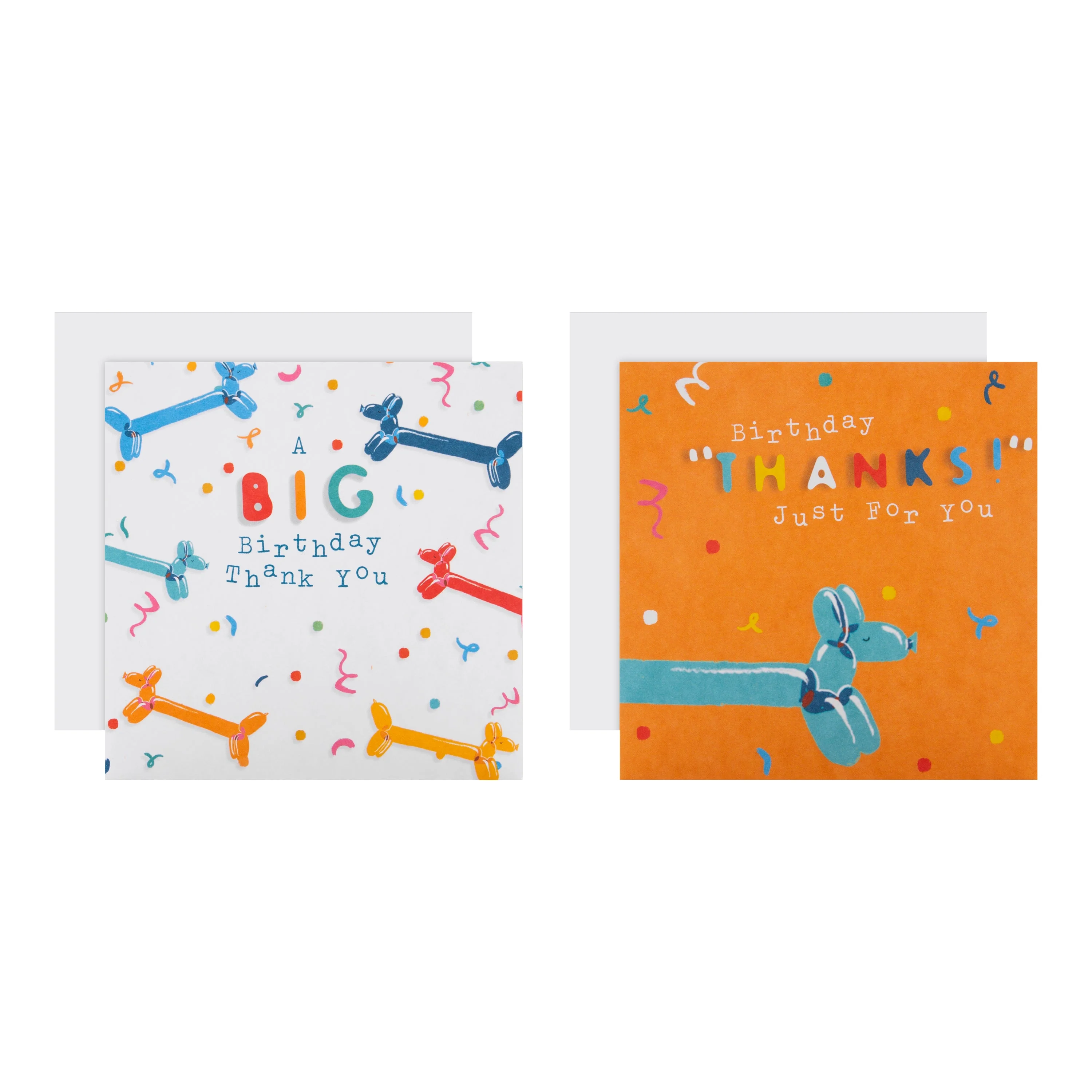 Pack of Birthday Thank You Cards - 10 Cards in 2 Colourful Balloon Designs