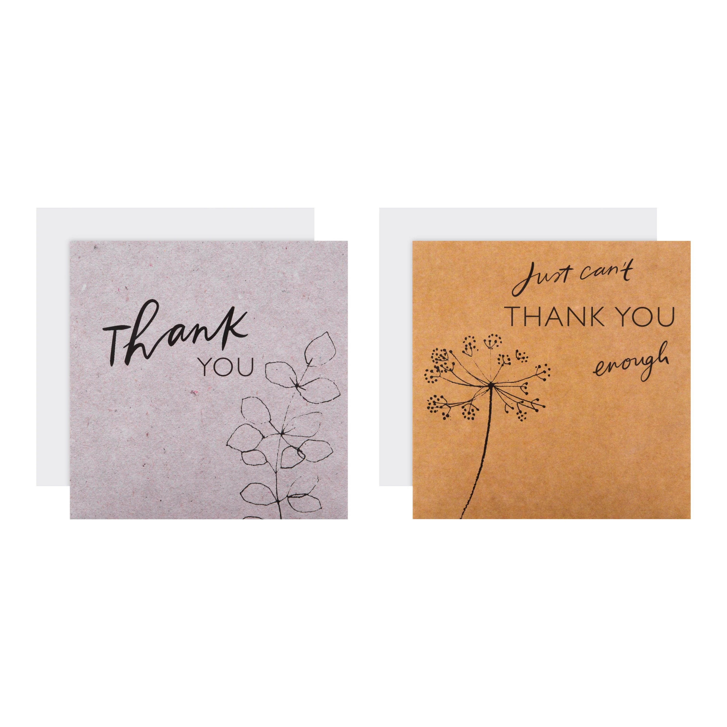 Pack of Thank You Cards - 10 Cards in 2 Classic Designs