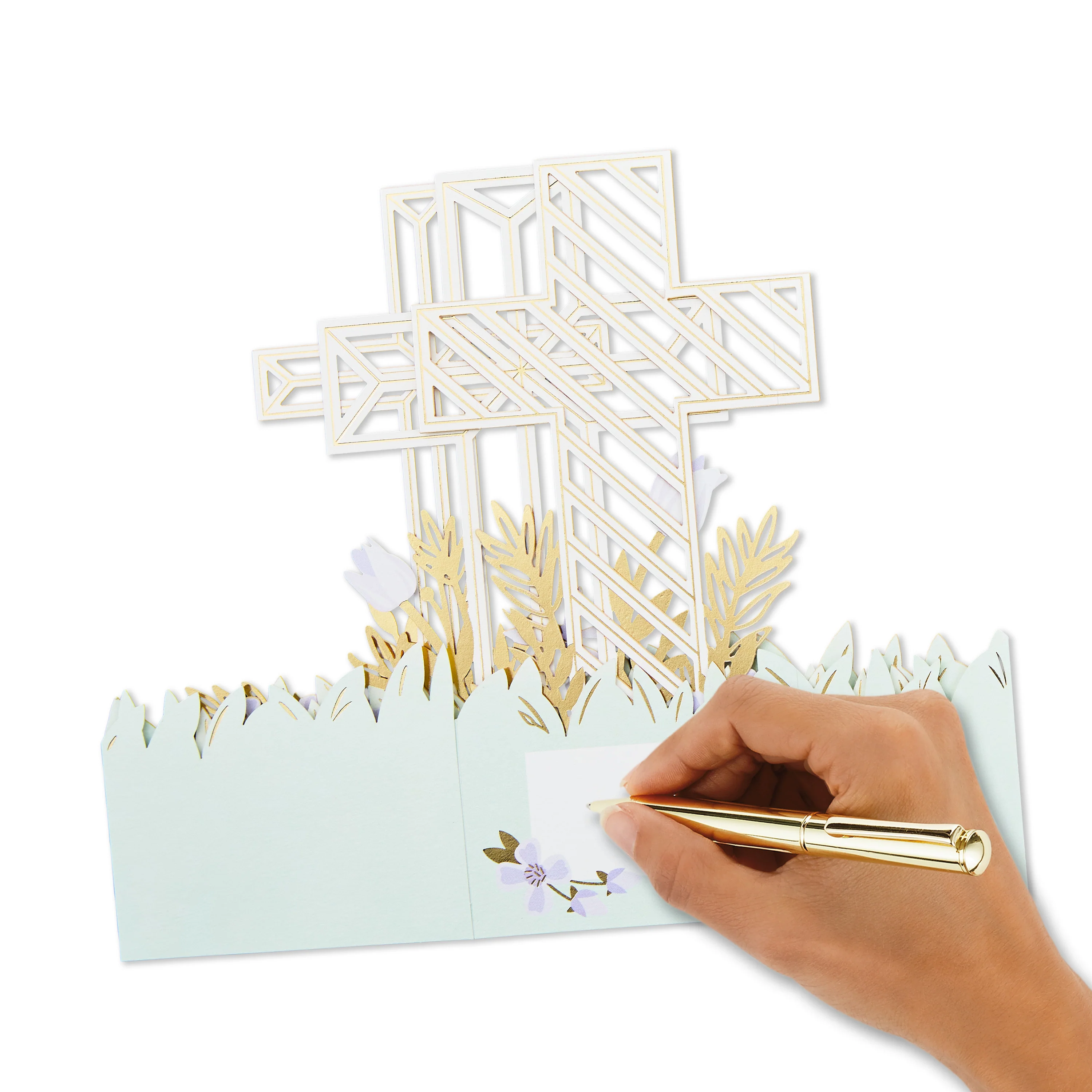 Paper Wonder 3D Pop-Up Cross & Flowers Religious Easter Card - Image 6