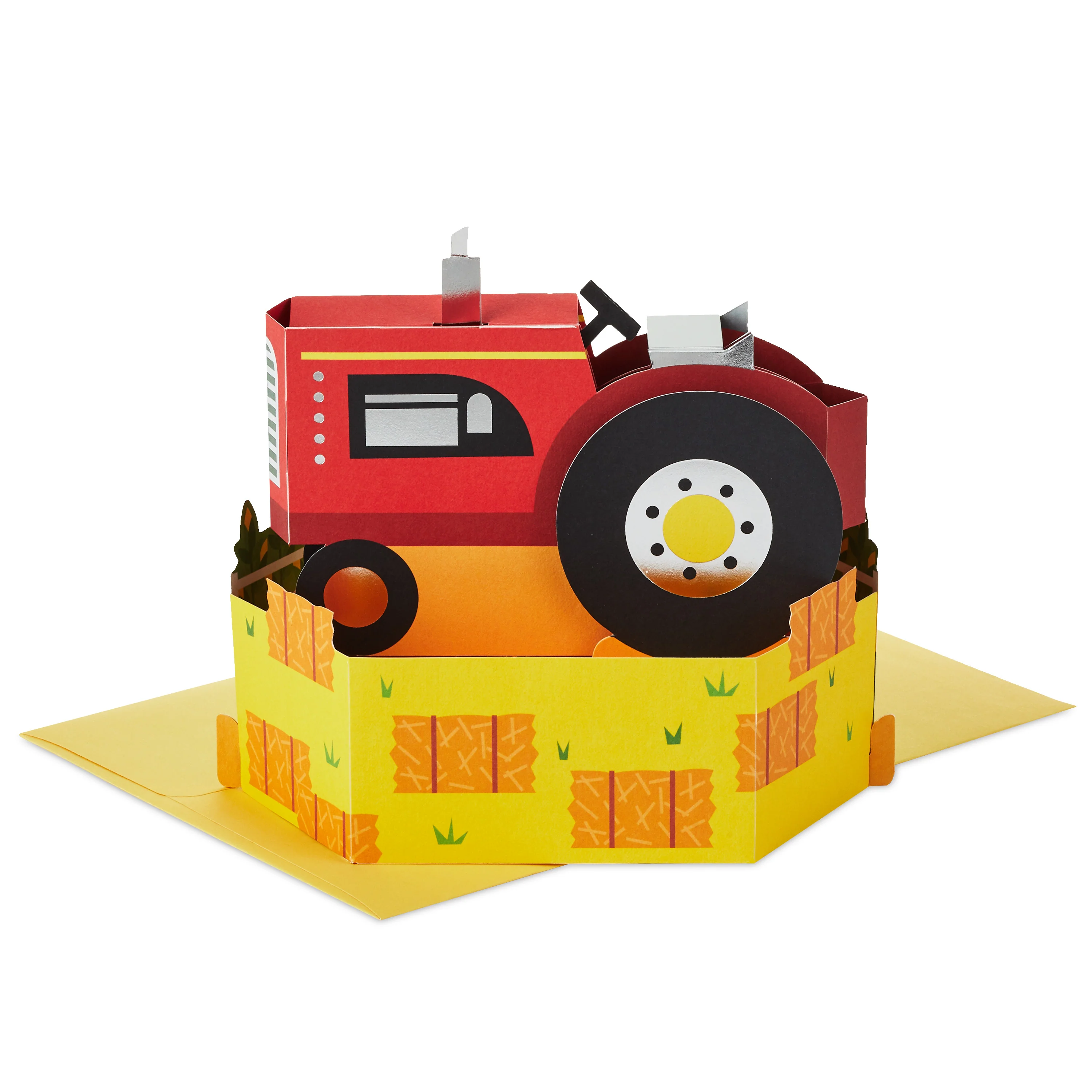 Paper Wonder Any Occasion Card - 3D Pop-Up Red Farmer's Tractor Design - Image 3