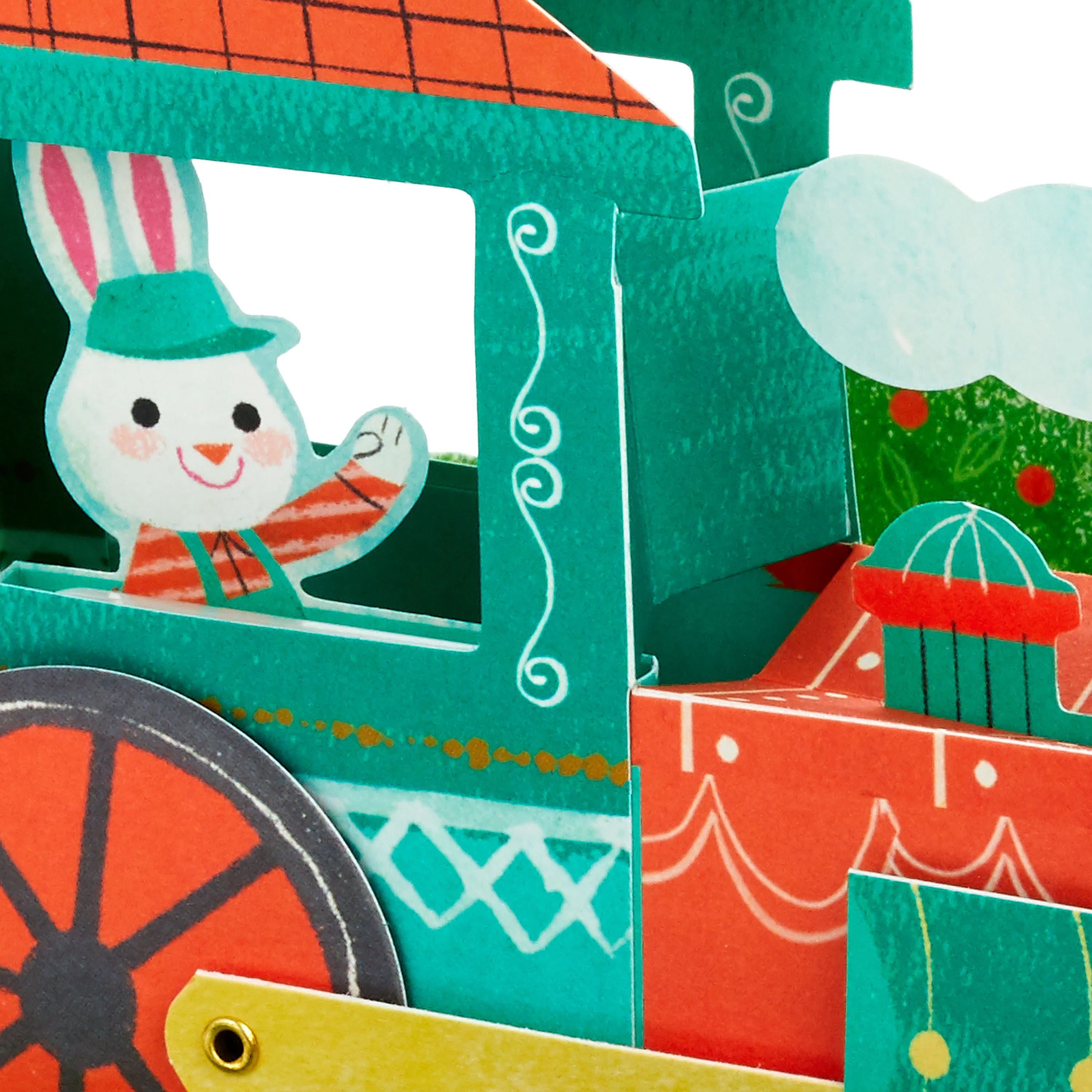 Paper Wonder Easter Card - 3D, Pop-Up Musical & Motion Green Train Design - Image 3